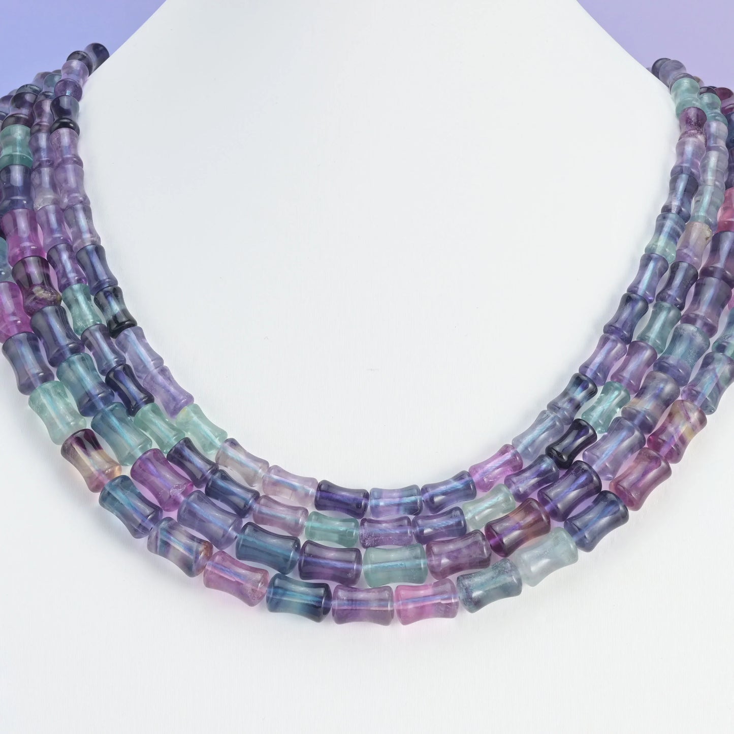 Rainbow Fluorite Bamboo Stem Tube Gemstone Bead Size 6x10mm 8x12mm