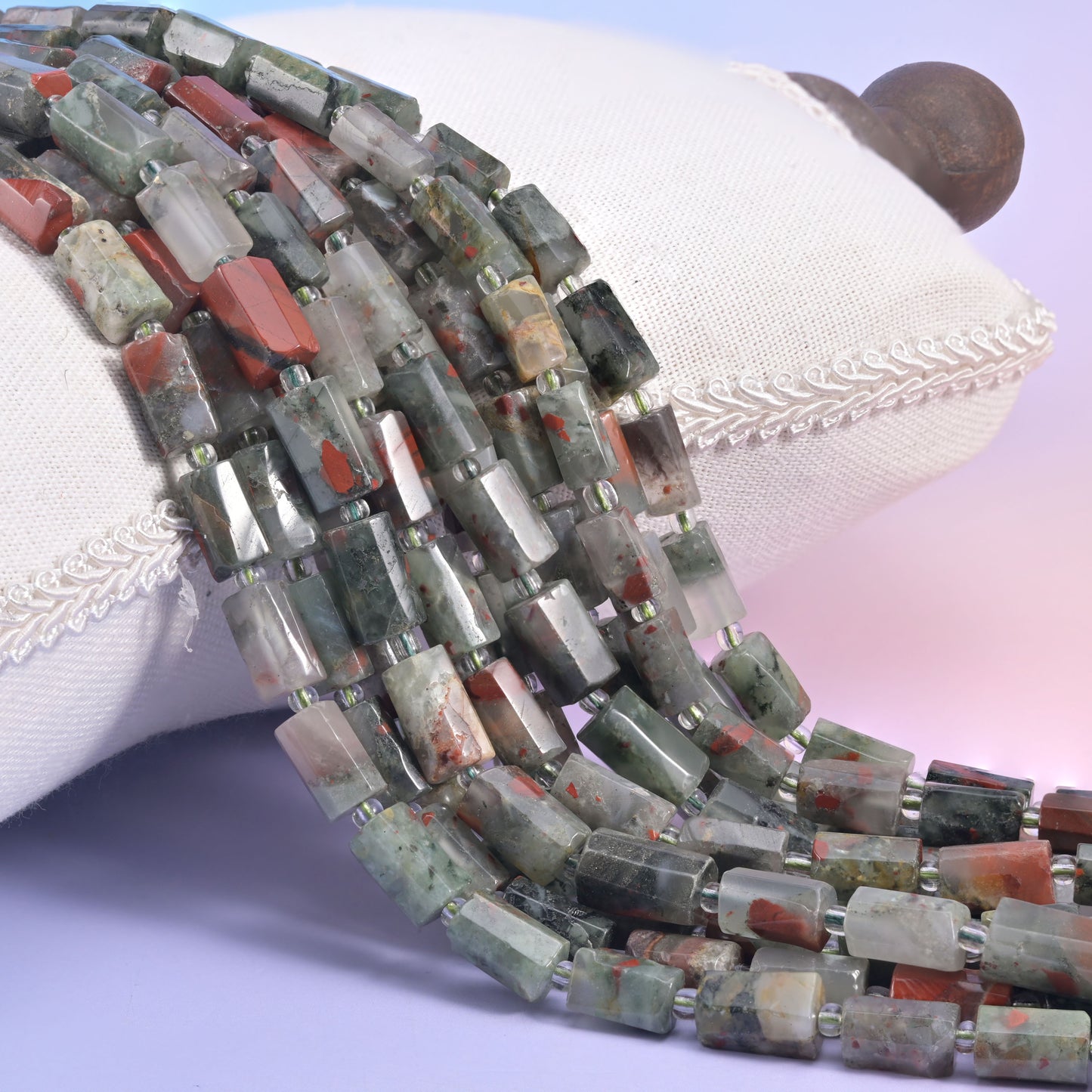 African Bloodstone Faceted Tube Beads Size 12x8mm Jewelry Making 15.5 Inch Strand