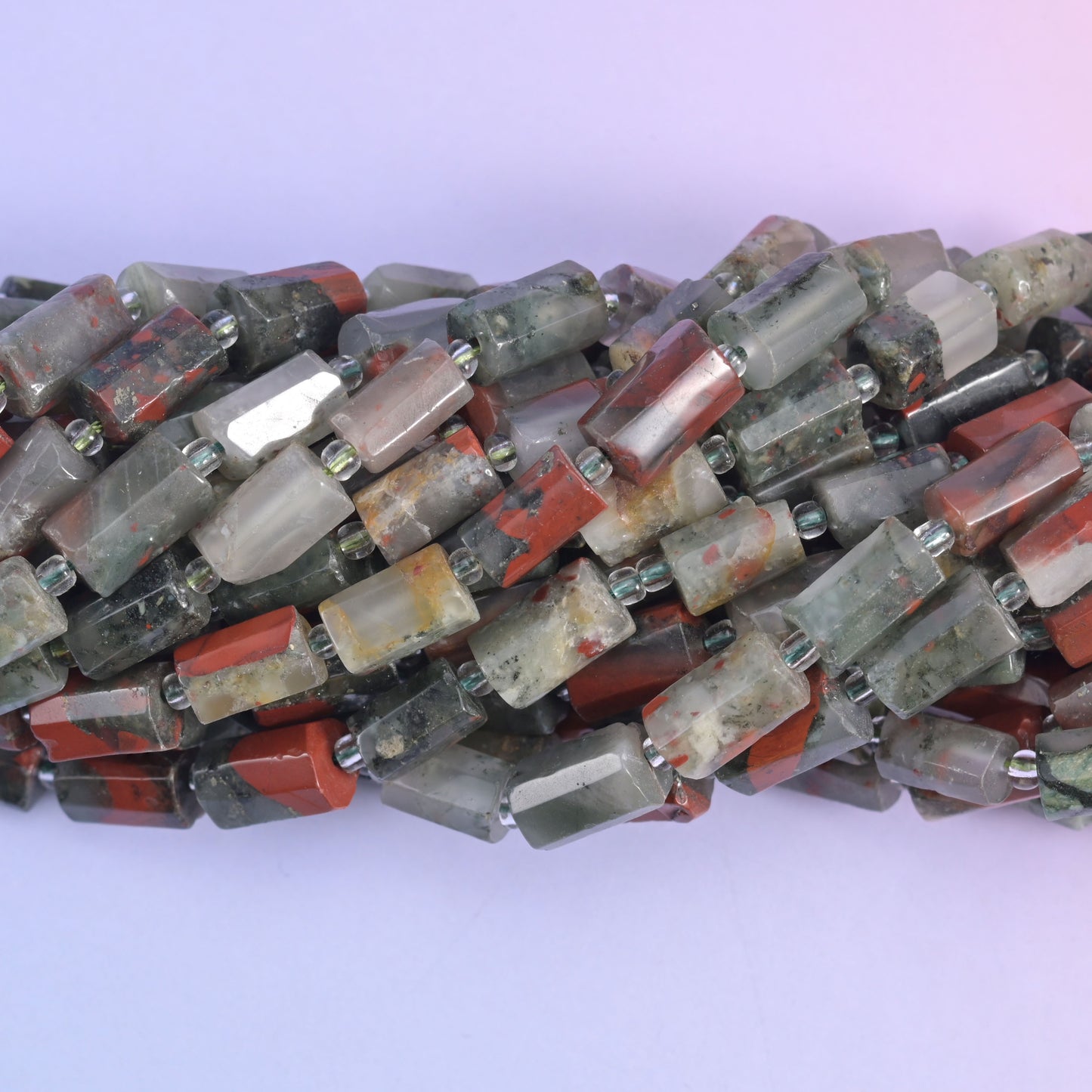 African Bloodstone Faceted Tube Beads Size 12x8mm Jewelry Making 15.5 Inch Strand