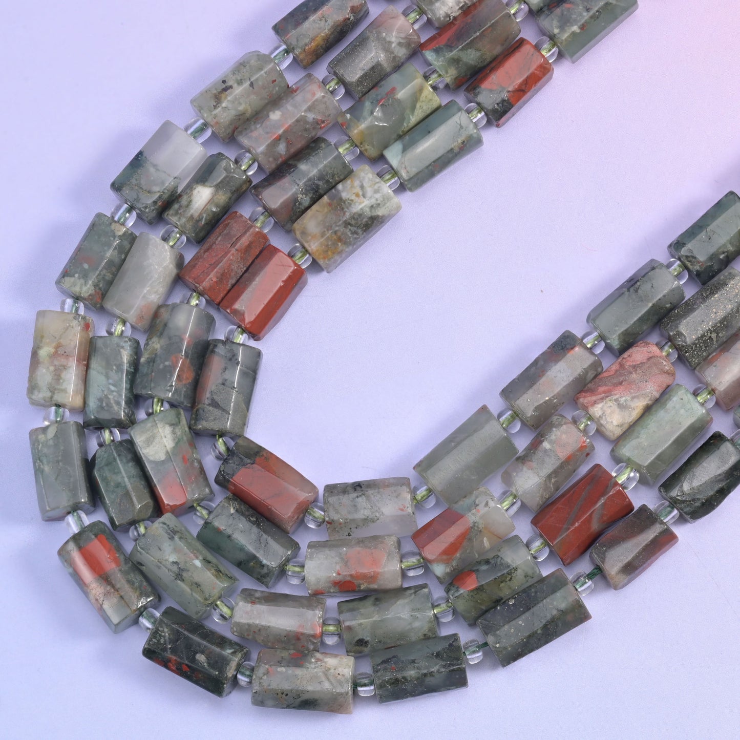 African Bloodstone Faceted Tube Beads Size 12x8mm Jewelry Making 15.5 Inch Strand