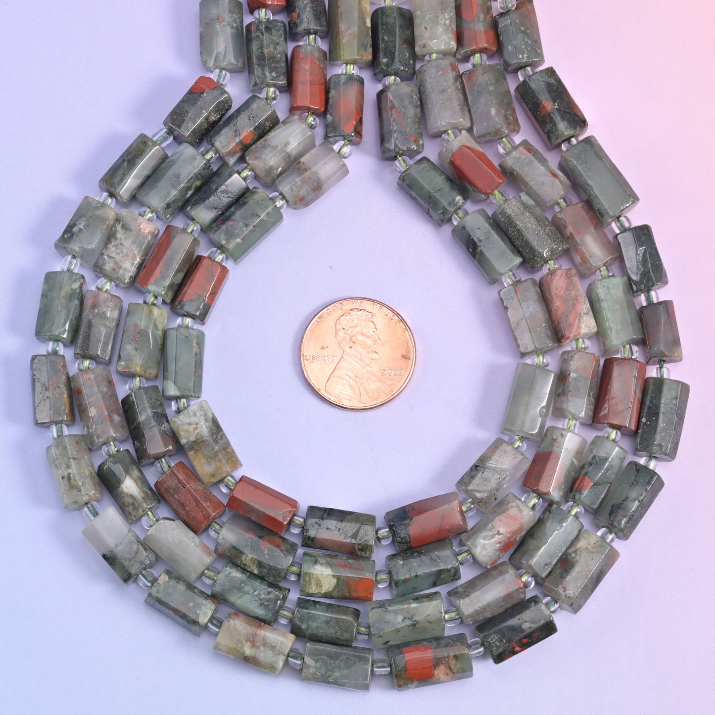 African Bloodstone Faceted Tube Beads Size 12x8mm Jewelry Making 15.5 Inch Strand