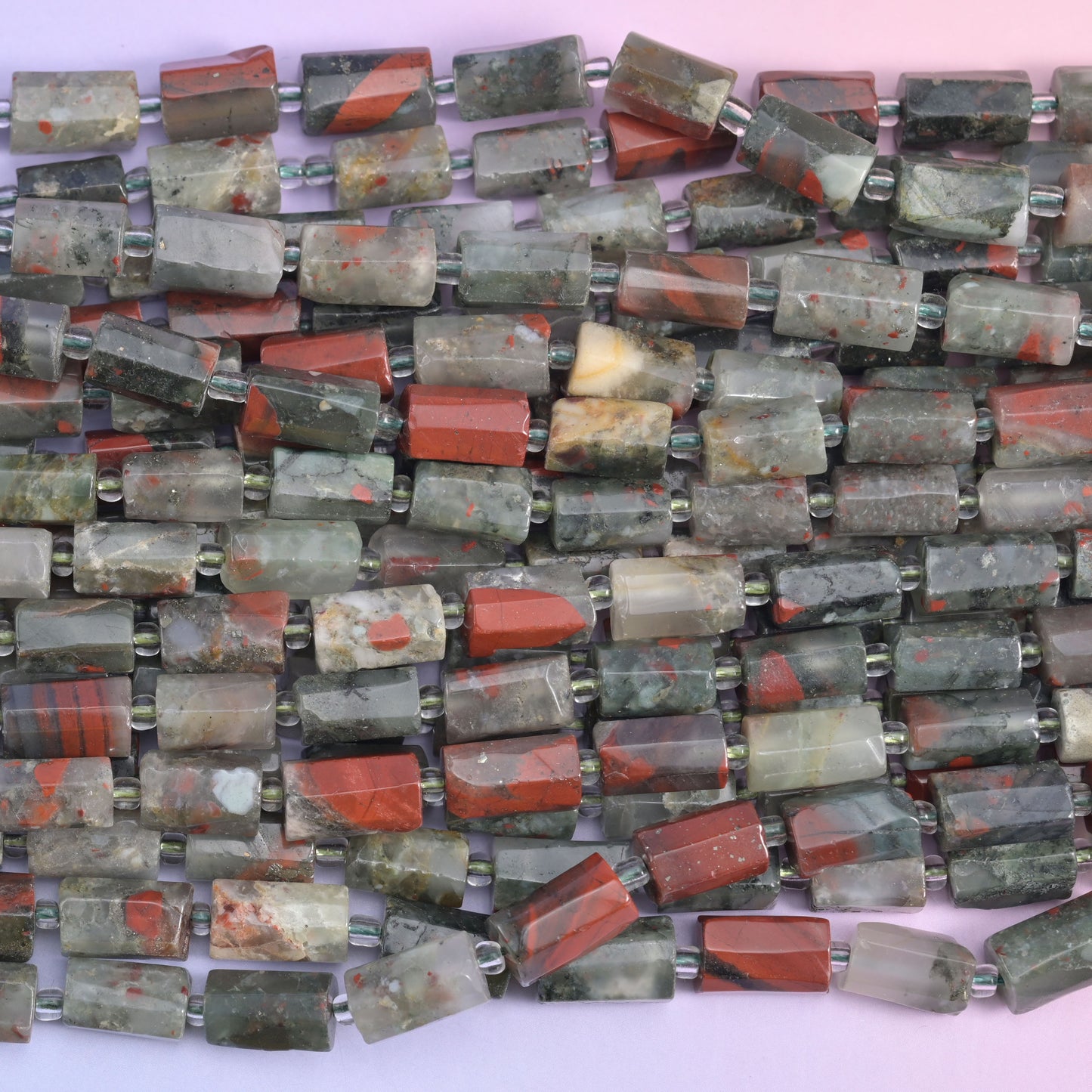 African Bloodstone Faceted Tube Beads Size 12x8mm Jewelry Making 15.5 Inch Strand