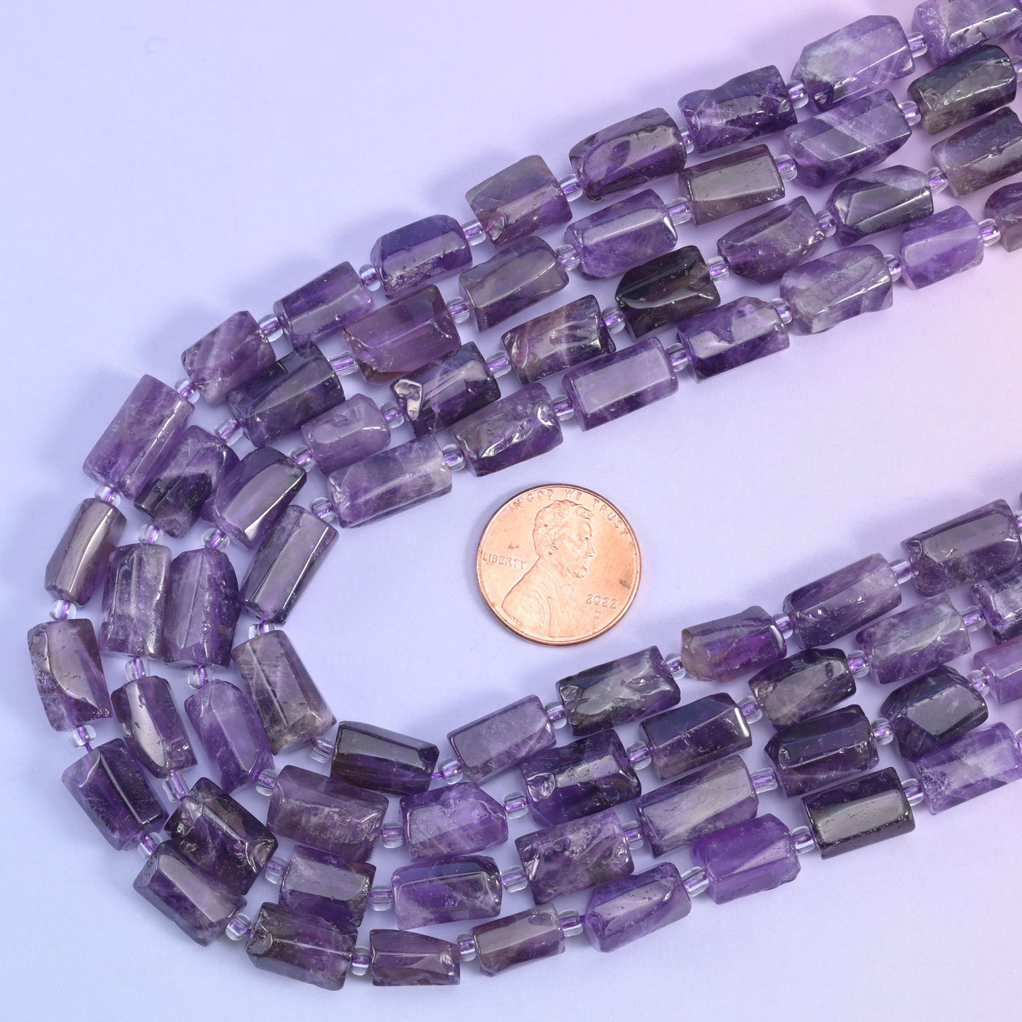 Amethyst Faceted Tube Beads Size 12x8mm Jewelry Making 15.5 Inch Strand