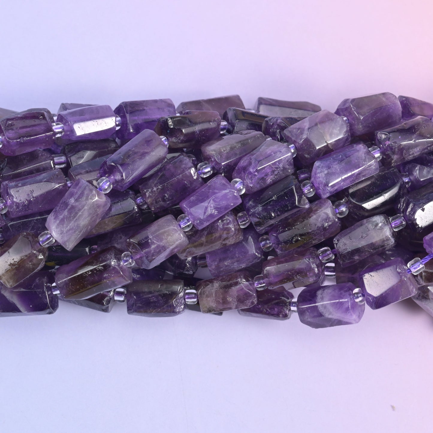 Amethyst Faceted Tube Beads Size 12x8mm Jewelry Making 15.5 Inch Strand