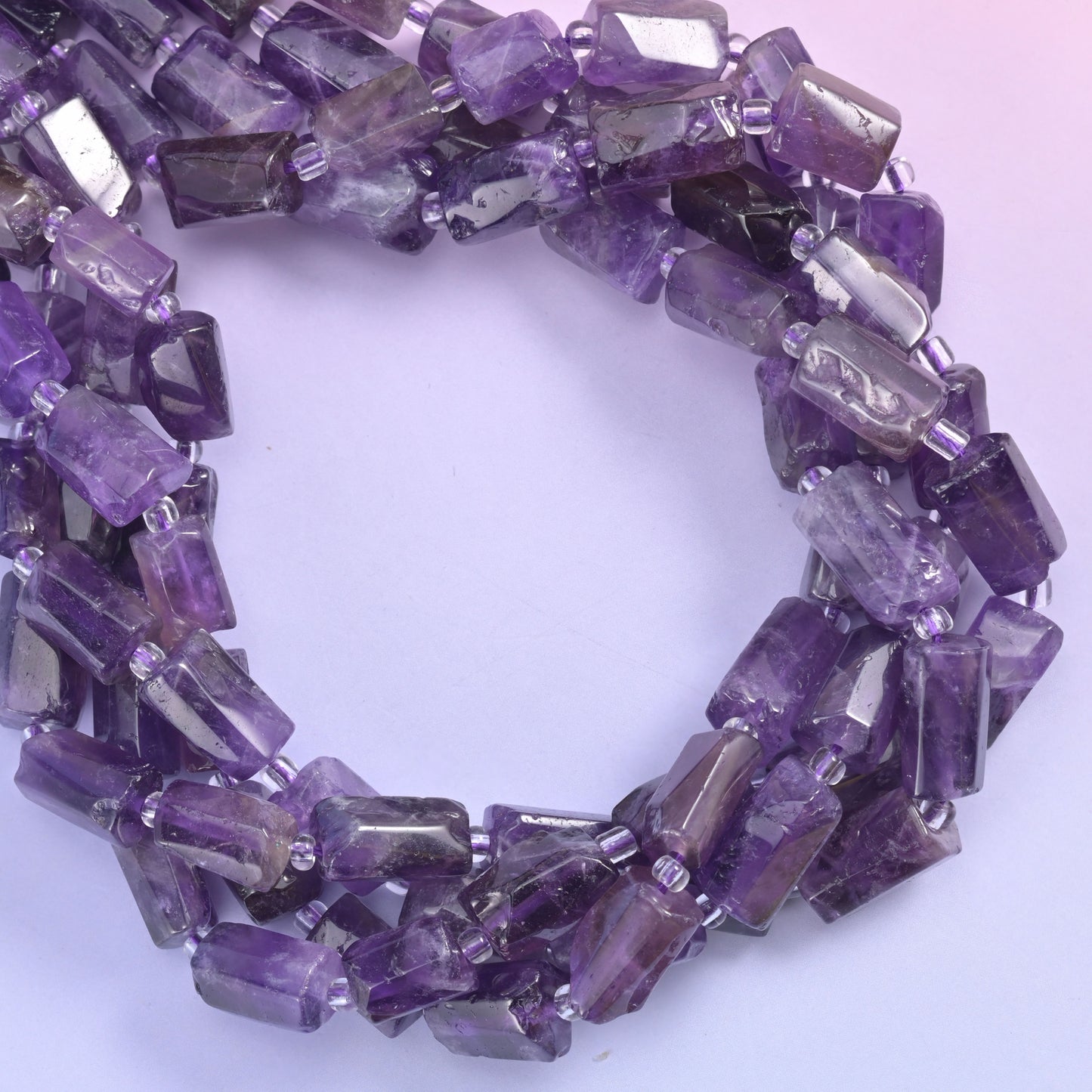 Amethyst Faceted Tube Beads Size 12x8mm Jewelry Making 15.5 Inch Strand