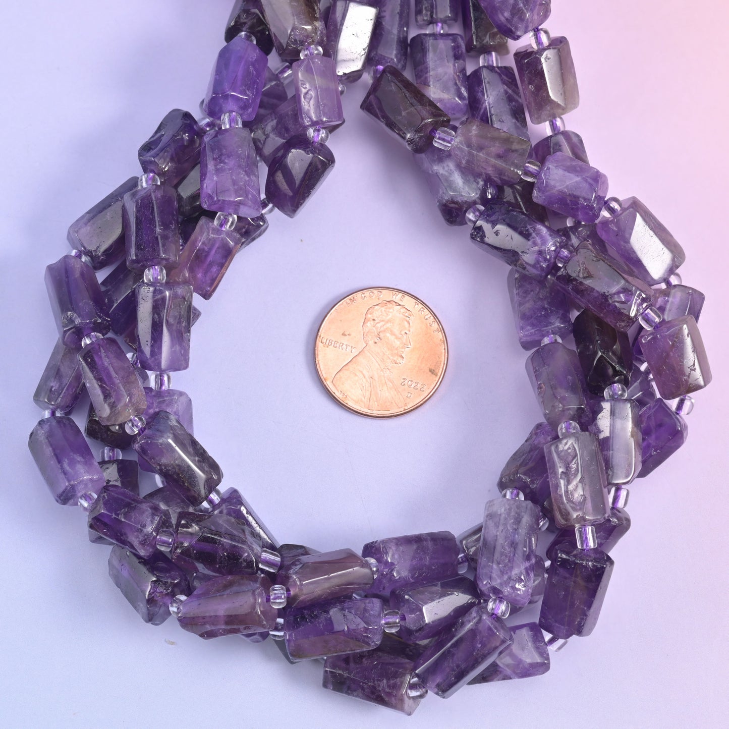 Amethyst Faceted Tube Beads Size 12x8mm Jewelry Making 15.5 Inch Strand