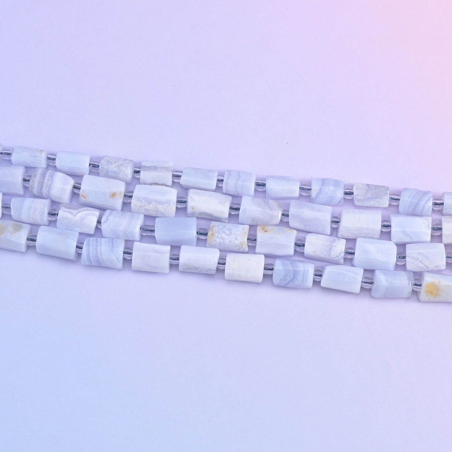 Blue Lace Agate Faceted Tube Beads Size 10x6mm Jewelry Making 15.5 Inch Strand