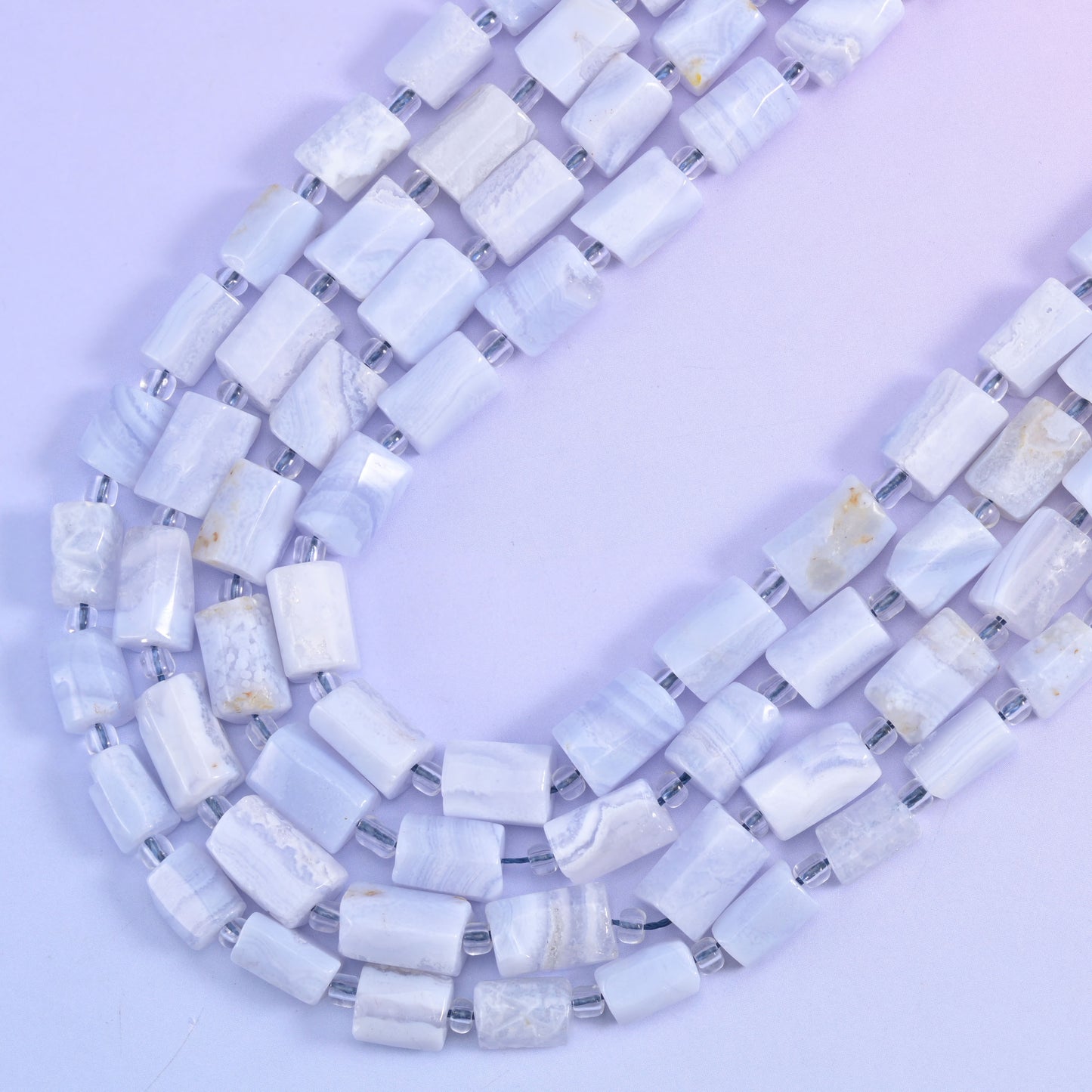 Blue Lace Agate Faceted Tube Beads Size 10x6mm Jewelry Making 15.5 Inch Strand