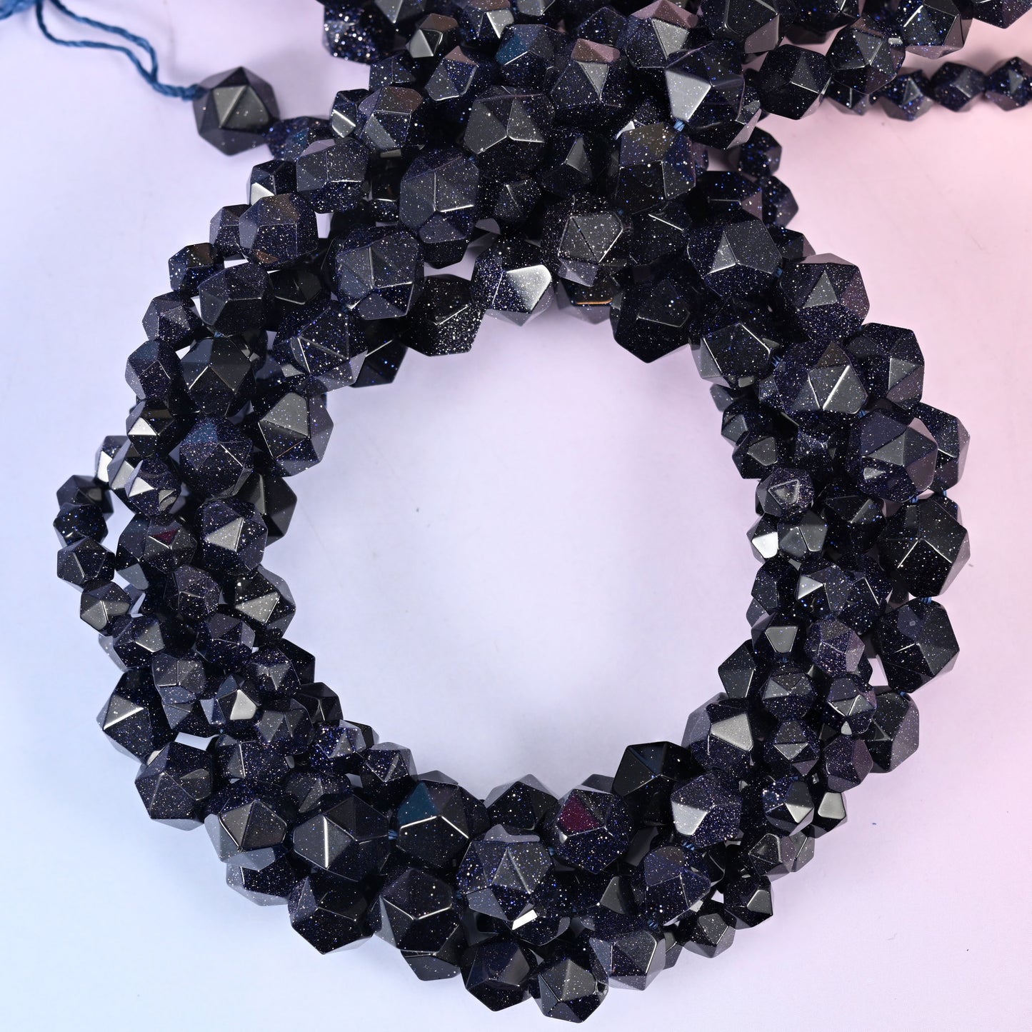 Blue Sandstone Diamond Star Cut Beads 6mm 8mm 10mm Jewelry Making 15.5 Inch Strand