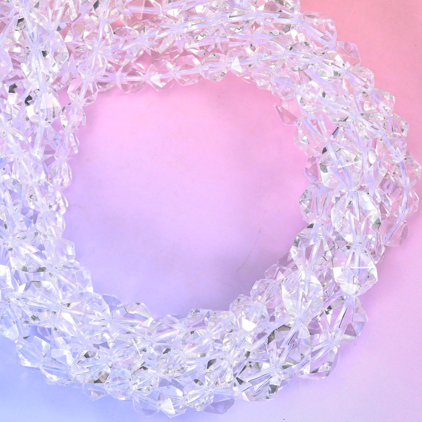 Clear Quartz Diamond Star Cut Beads 6mm 8mm 10mm Jewelry Making 15.5 Inch Strand