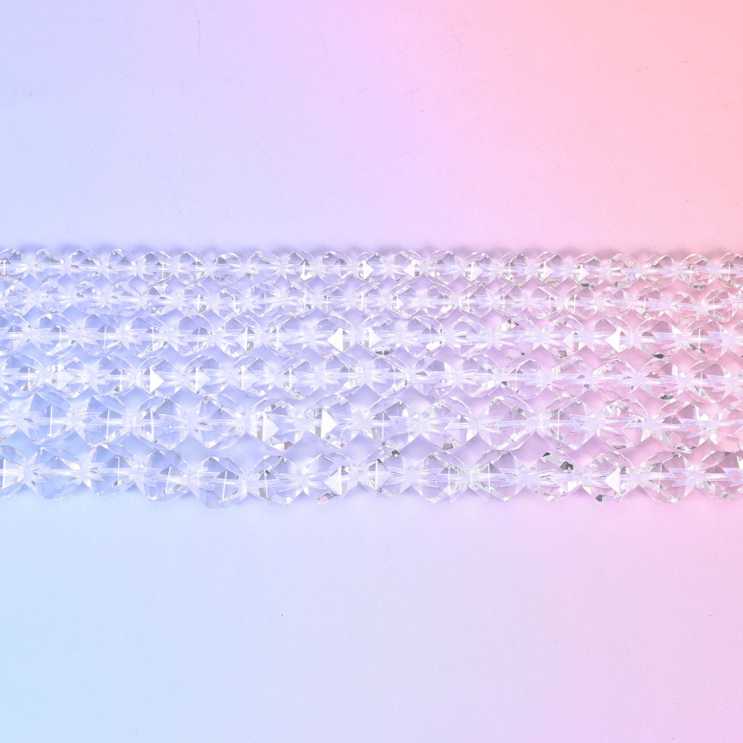 Clear Quartz Diamond Star Cut Beads 6mm 8mm 10mm Jewelry Making 15.5 Inch Strand