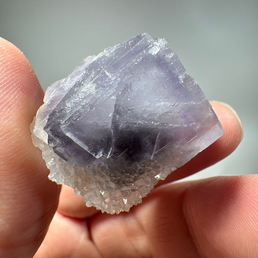0.81 oz Purple Cubic Fluorite with white Quartz Mineral Specimen -16