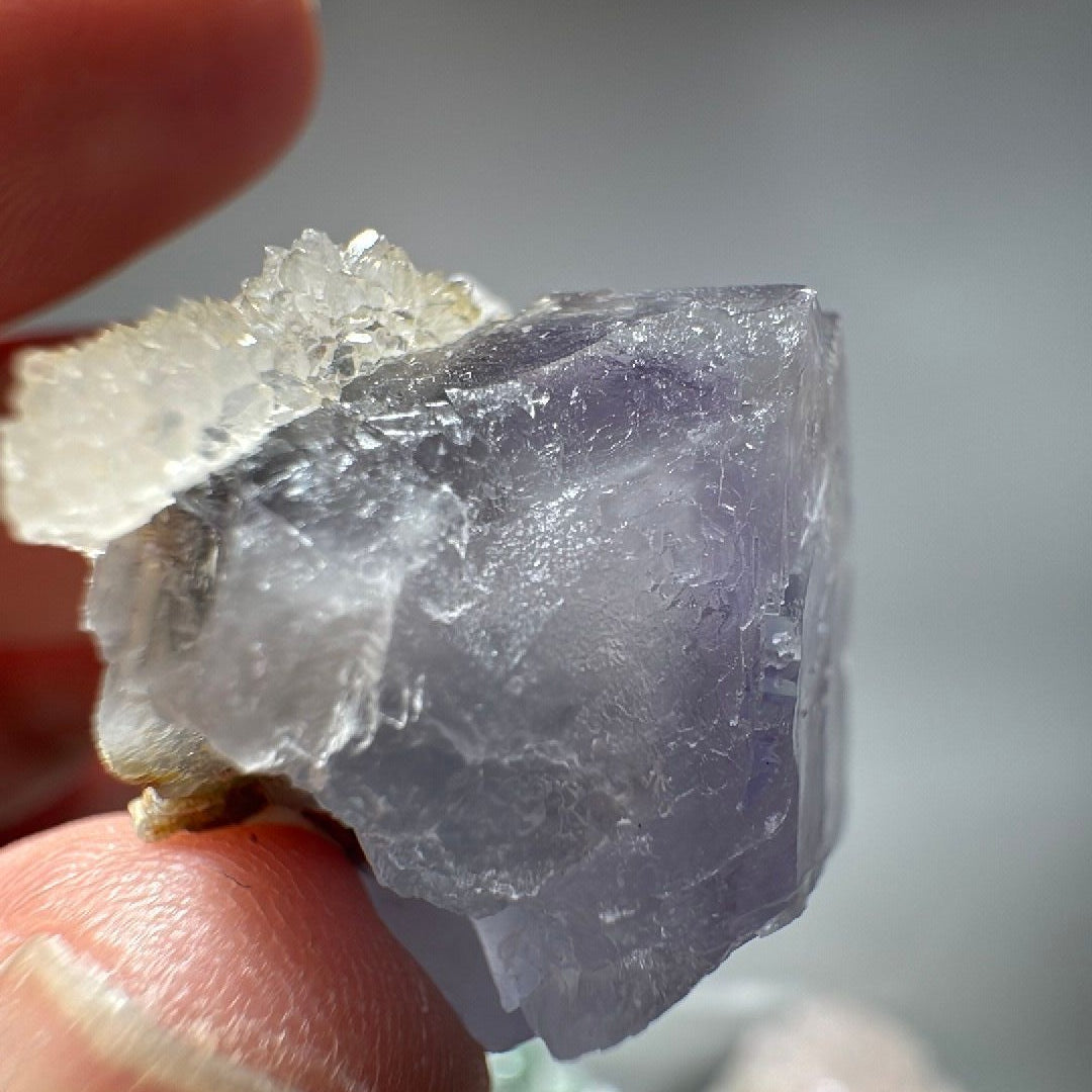 0.81 oz Purple Cubic Fluorite with white Quartz Mineral Specimen -16