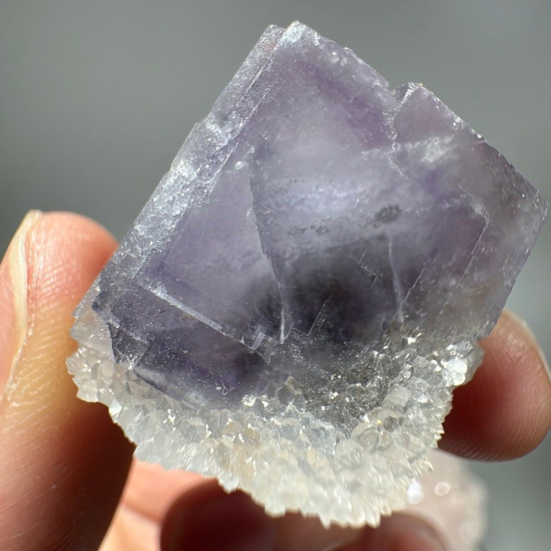 0.81 oz Purple Cubic Fluorite with white Quartz Mineral Specimen -16