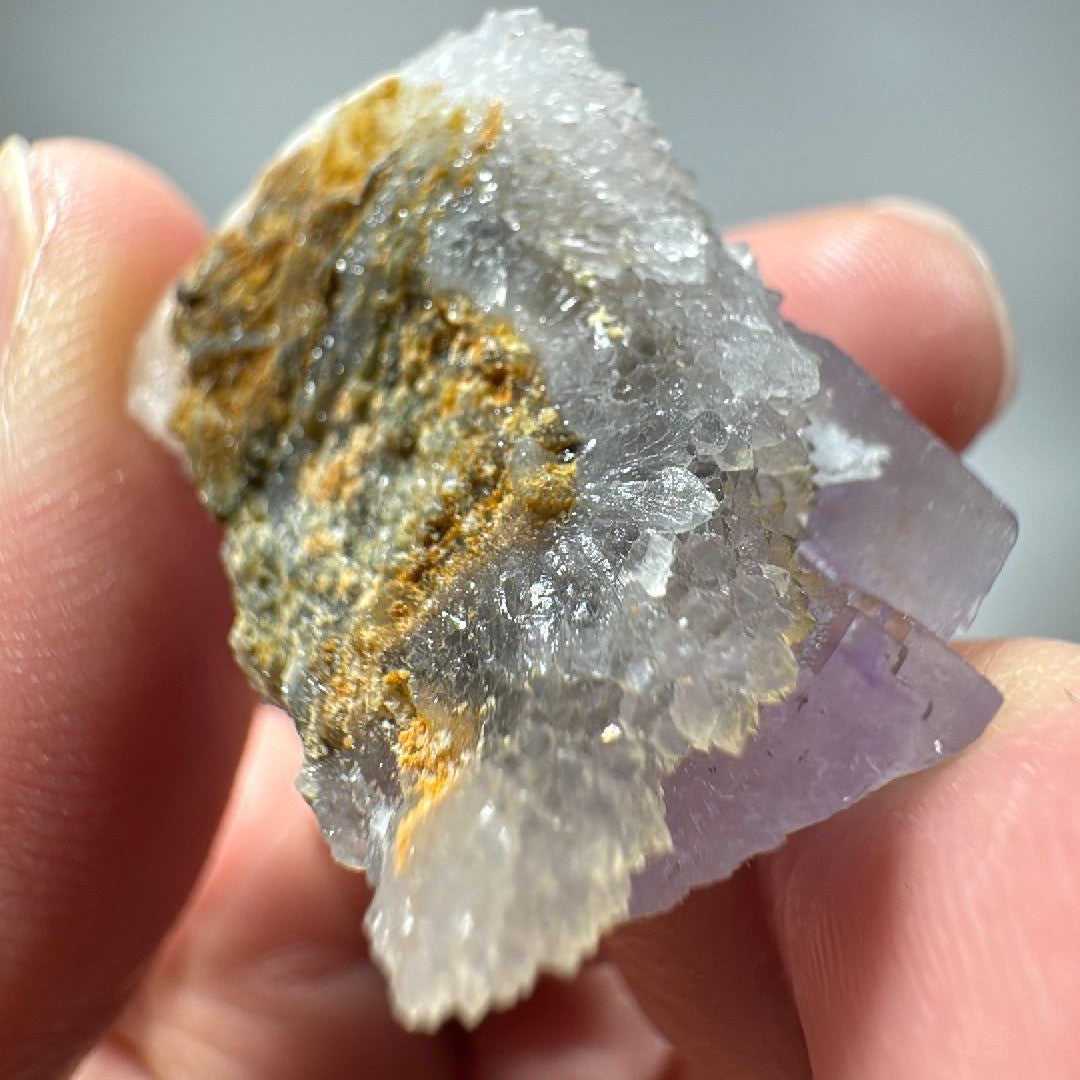 0.81 oz Purple Cubic Fluorite with white Quartz Mineral Specimen -16