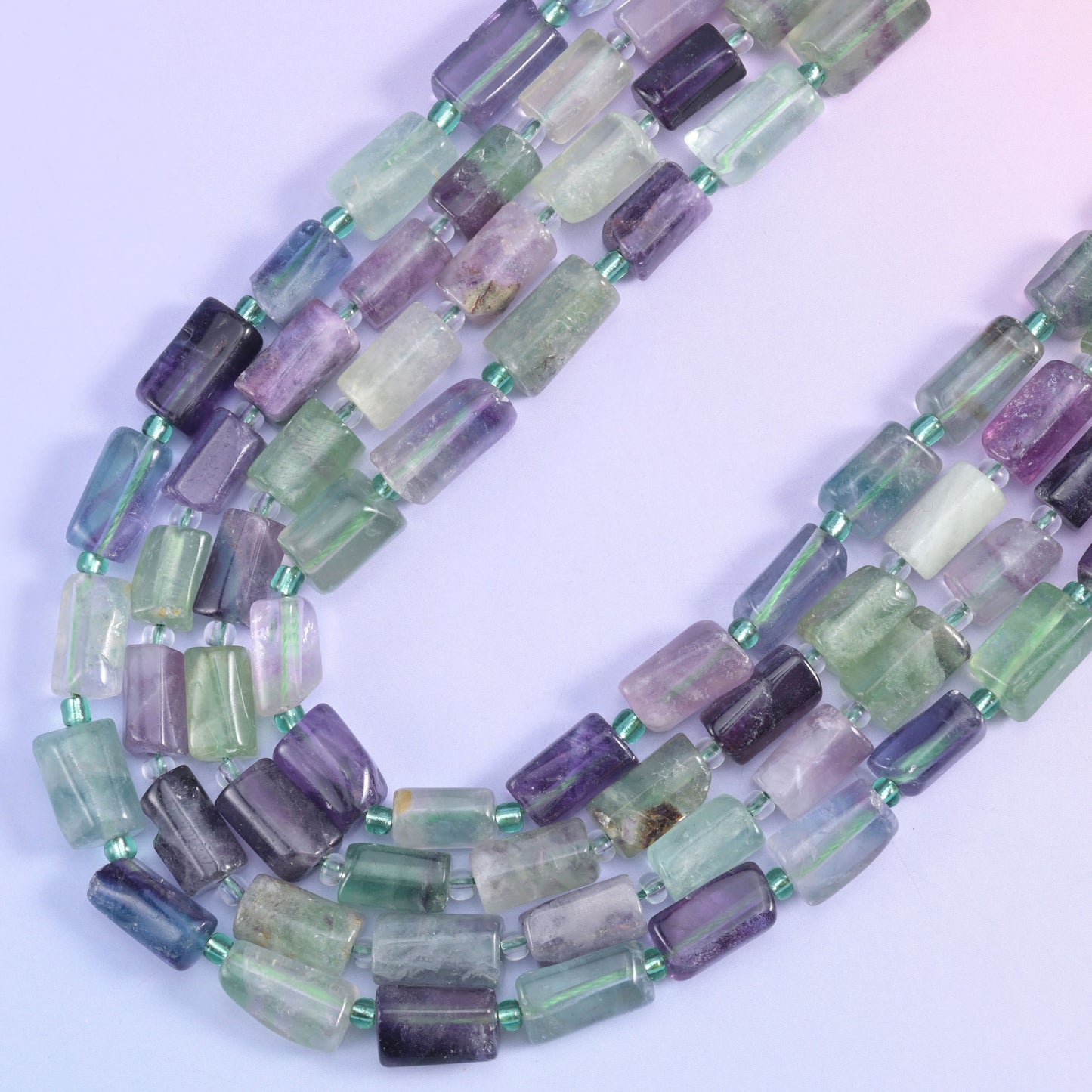 Multi-Color Fluorite Faceted Tube Beads Size 12x8mm Jewelry Making 15.5 Inch Strand
