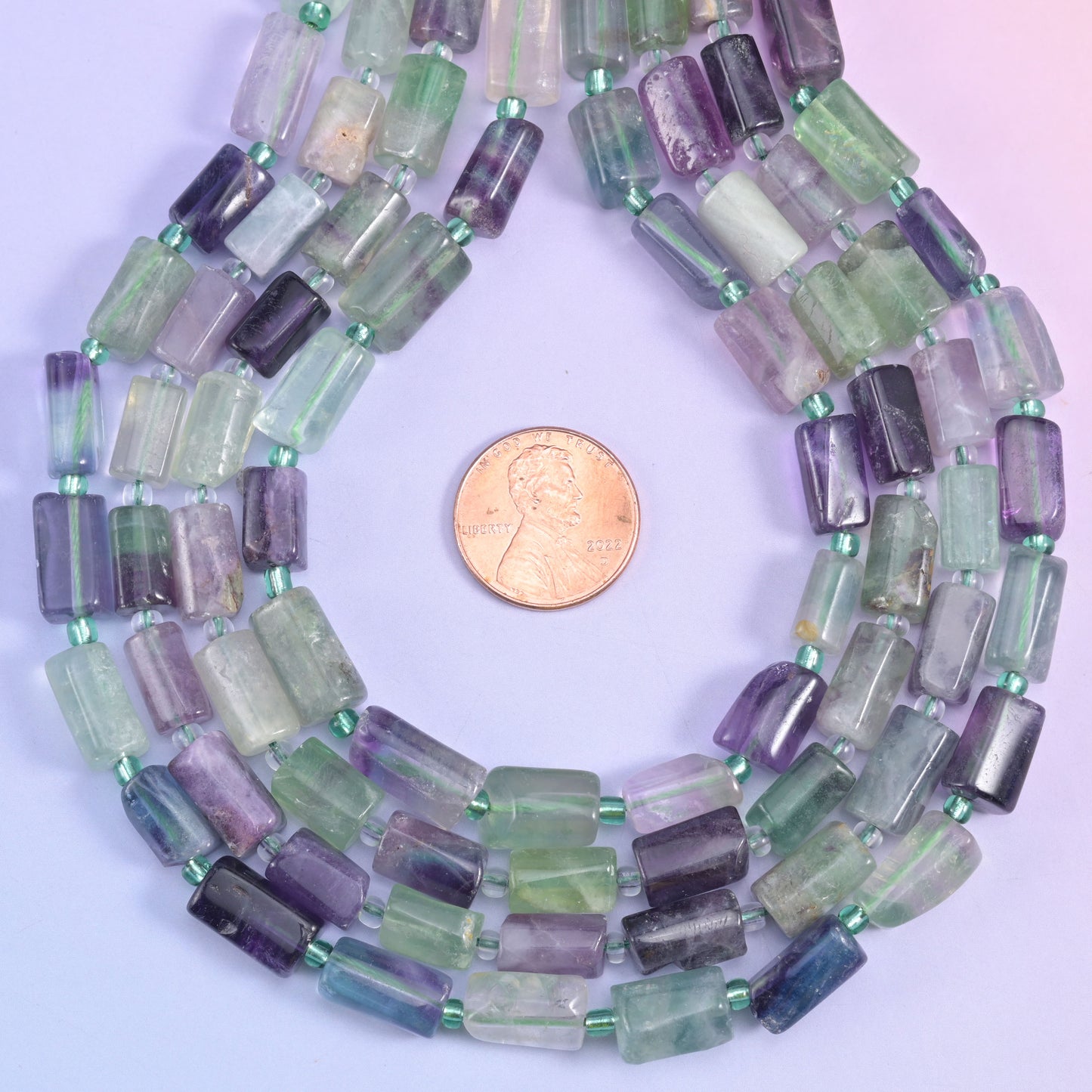 Multi-Color Fluorite Faceted Tube Beads Size 12x8mm Jewelry Making 15.5 Inch Strand