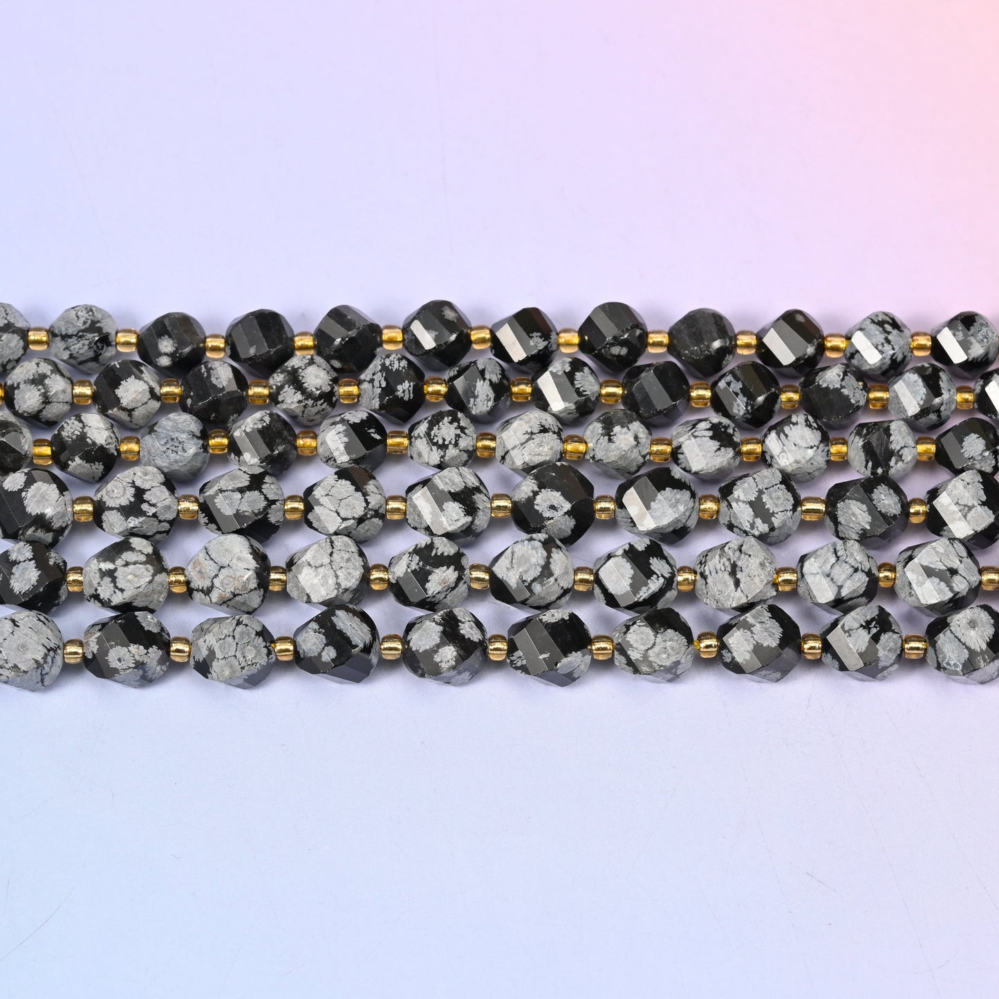 Snowflake Jasper Faceted Spiral Twist Beads: Size 8mm 10mm, Jewelry Making, 15 inch Strand