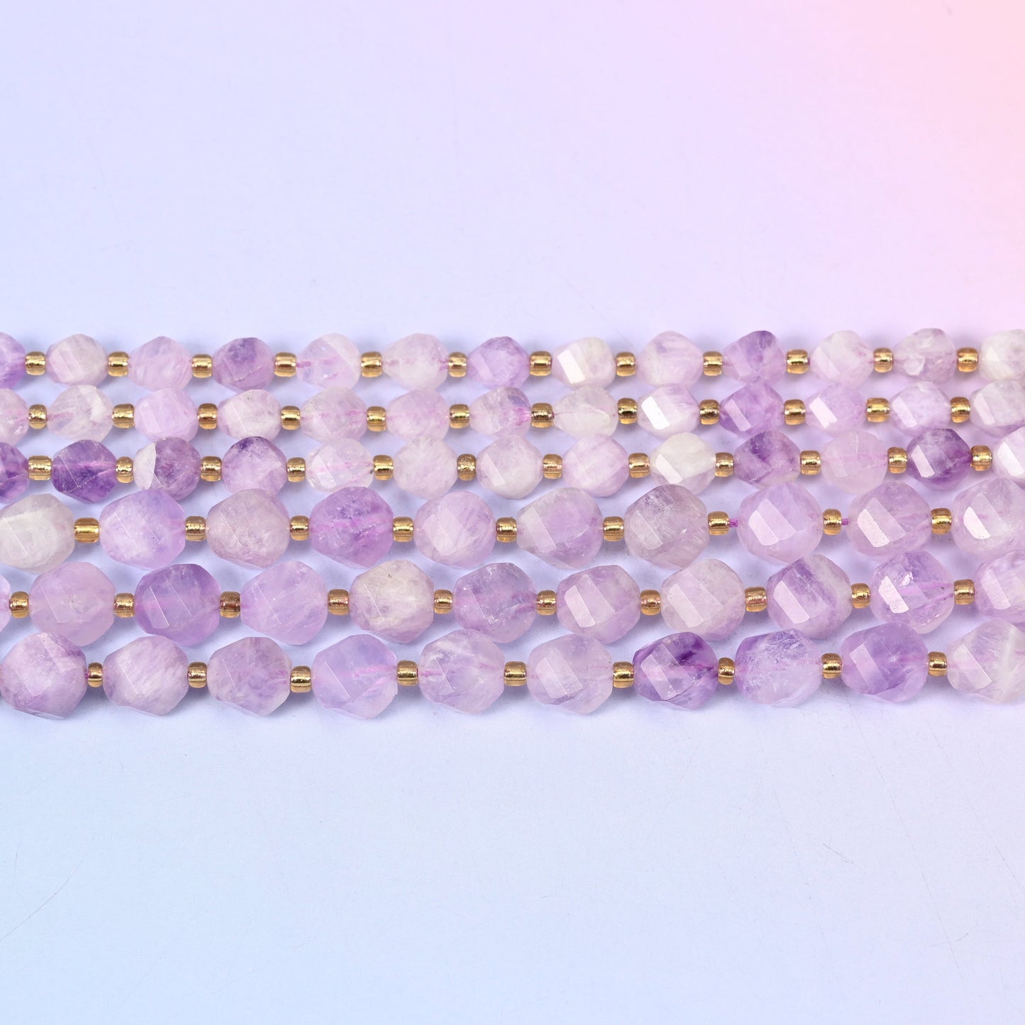 Purple Jade Faceted Spiral Twist Beads: Size 8mm 10mm, Jewelry Making, 15 inch Strand