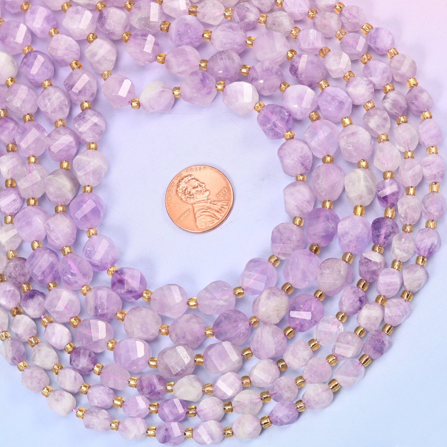 Purple Jade Faceted Spiral Twist Beads: Size 8mm 10mm, Jewelry Making, 15 inch Strand