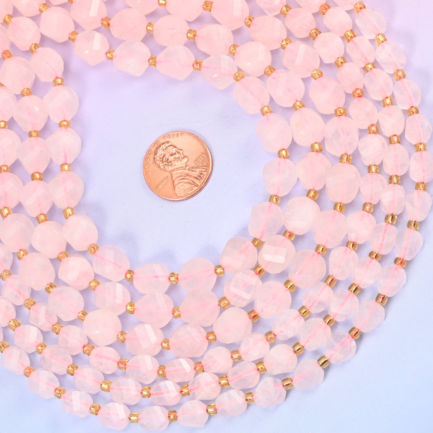 Rose Quartz Faceted Spiral Twist Beads: Size 8mm 10mm, Jewelry Making, 15 inch Strand