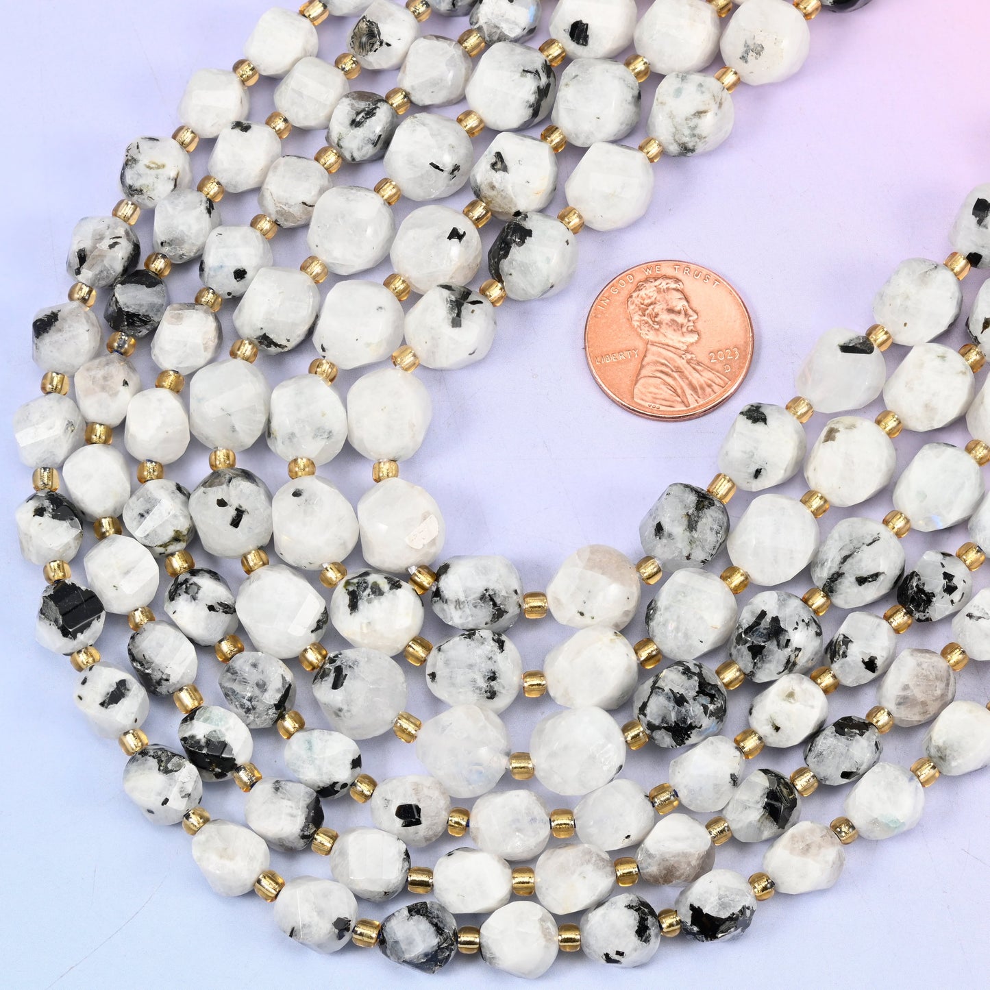 Blue Moonstone Faceted Spiral Twist Beads: Size 8mm 10mm, Jewelry Making, 15 inch Strand