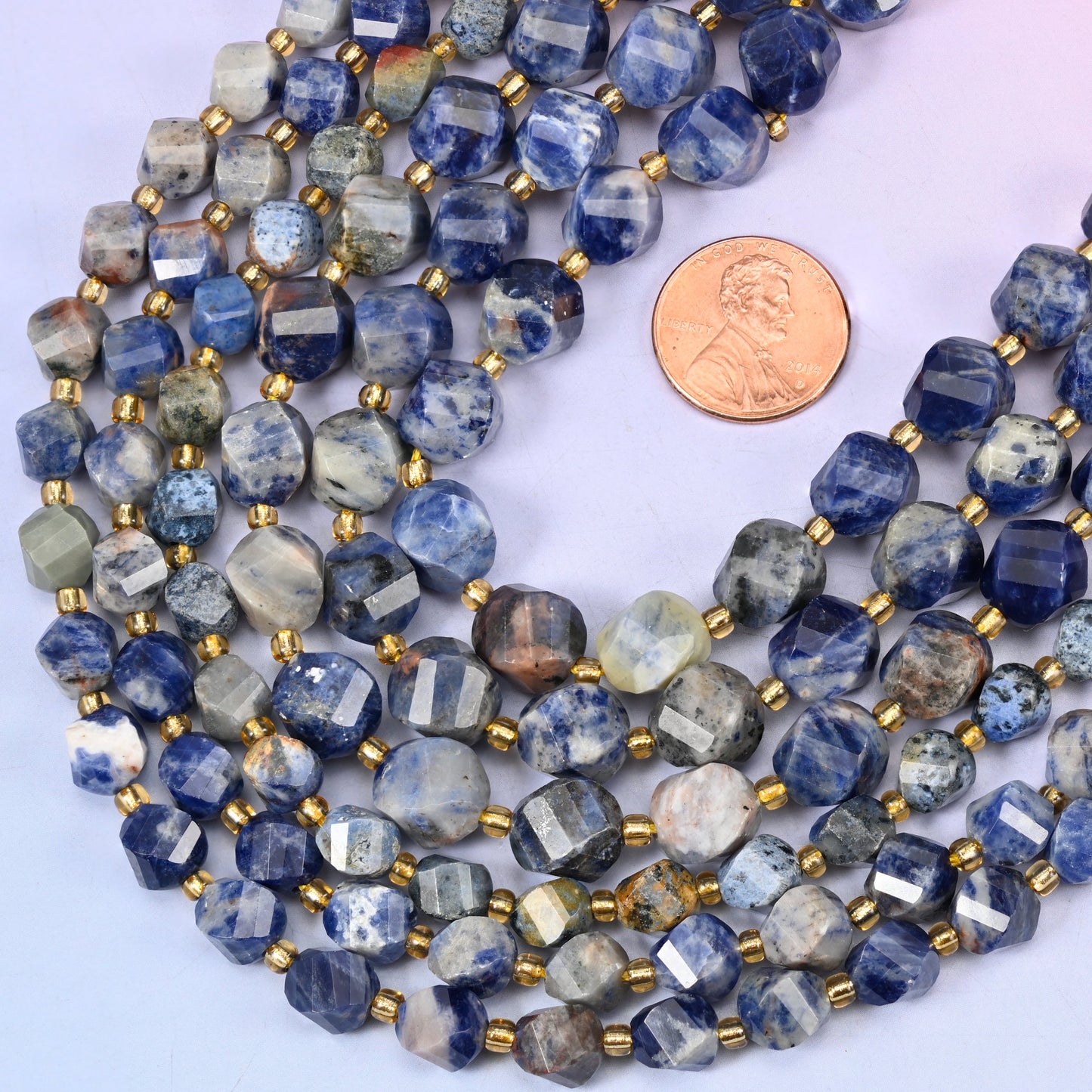 Orange Sodalite Faceted Spiral Twist Beads: Size 8mm 10mm, Jewelry Making, 15 inch Strand