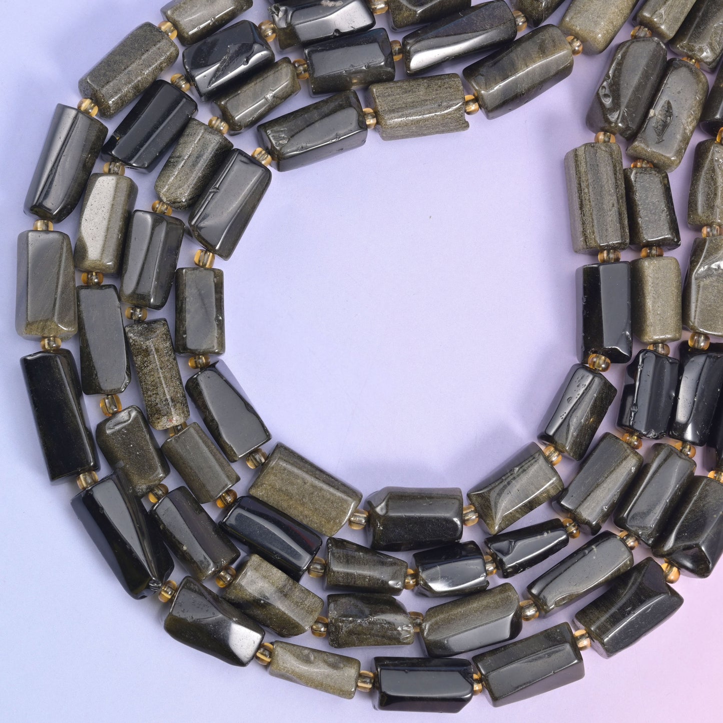 Gold Obsidian Faceted Tube Beads Size 12x8mm Jewelry Making 15.5 Inch Strand