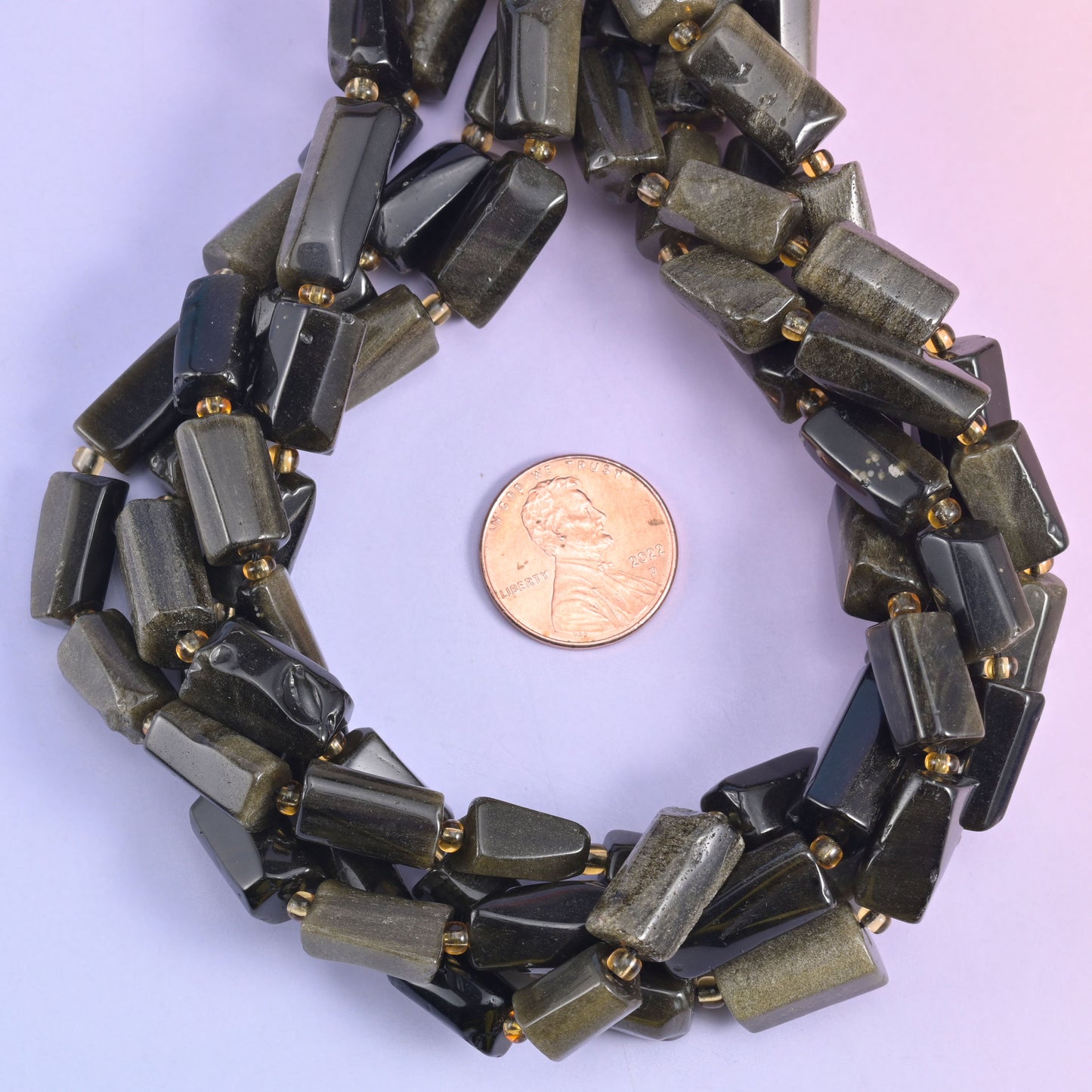 Gold Obsidian Faceted Tube Beads Size 12x8mm Jewelry Making 15.5 Inch Strand