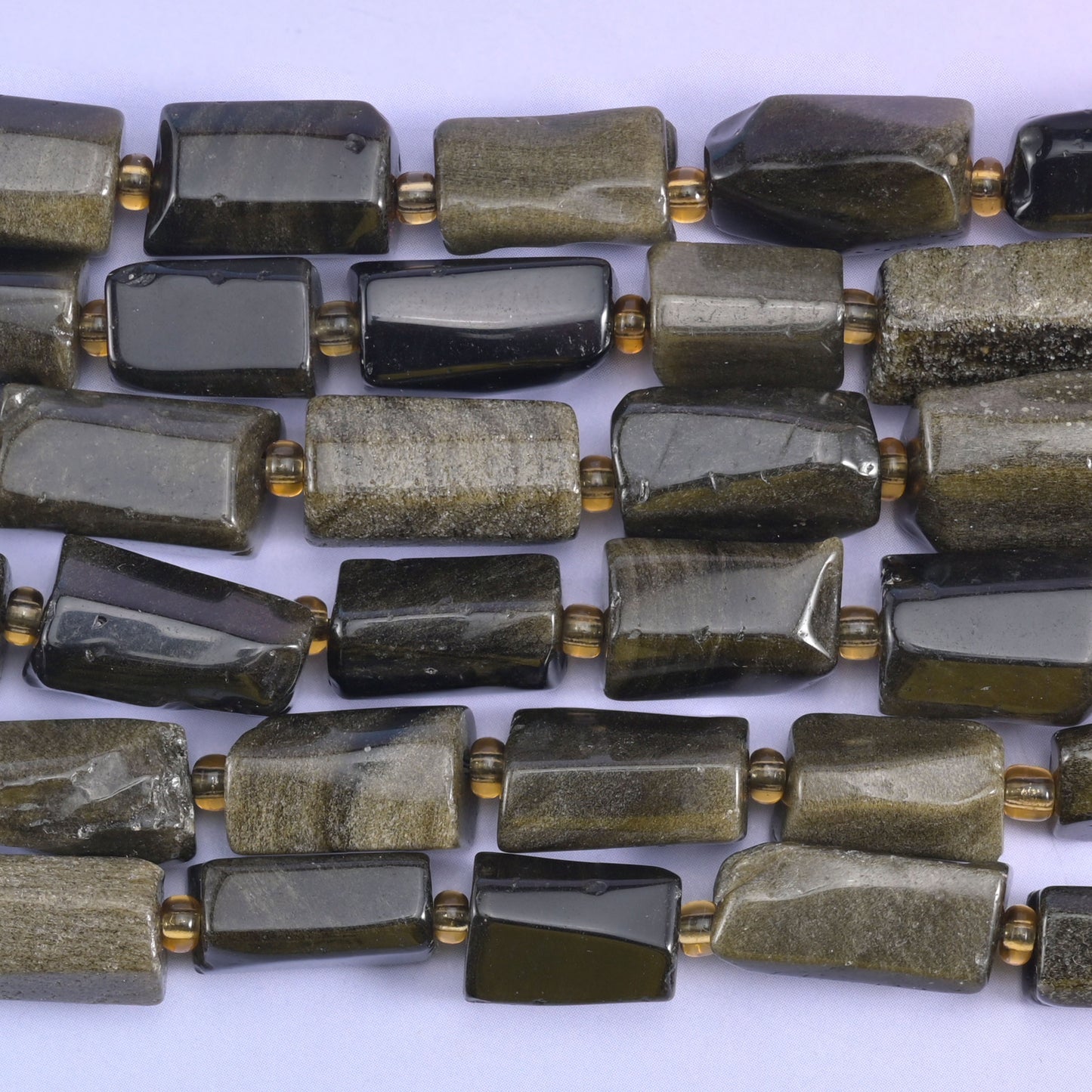 Gold Obsidian Faceted Tube Beads Size 12x8mm Jewelry Making 15.5 Inch Strand