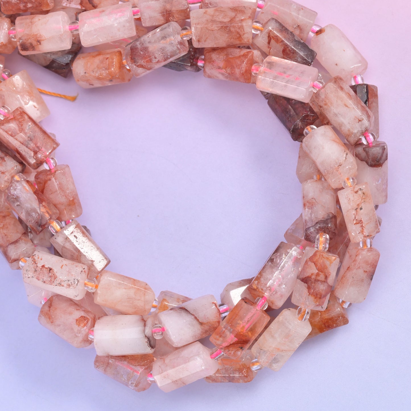Red Hematoid Faceted Tube Beads Size 12x8mm Jewelry Making 15.5 Inch Strand