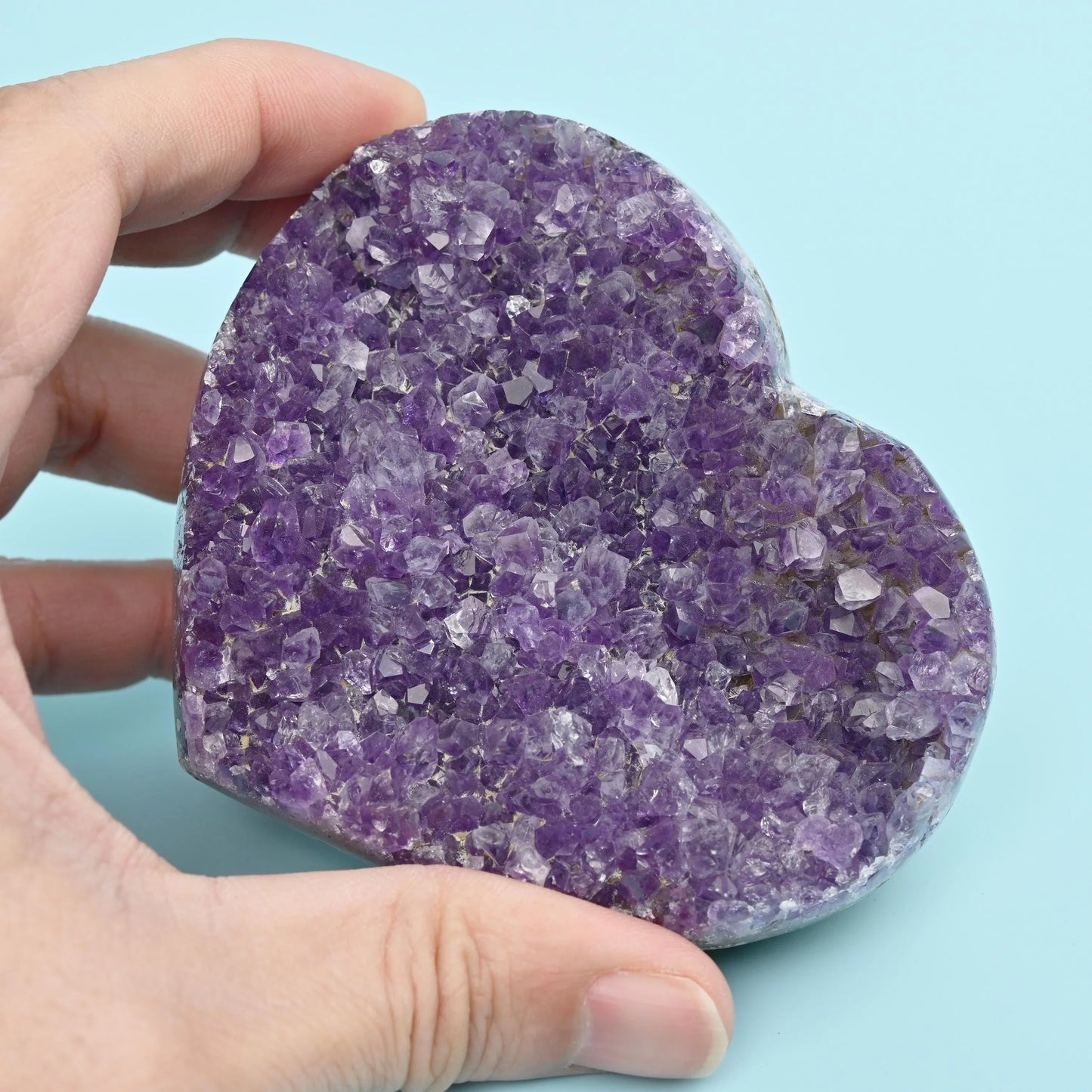 Natural Amethyst Purple Heart Cluster, Raw Amethyst Quartz Cluster, Amethyst Specimens Healing Crystal Stone, Crystal Cluster, Gift for Her - Mycrazycrystal