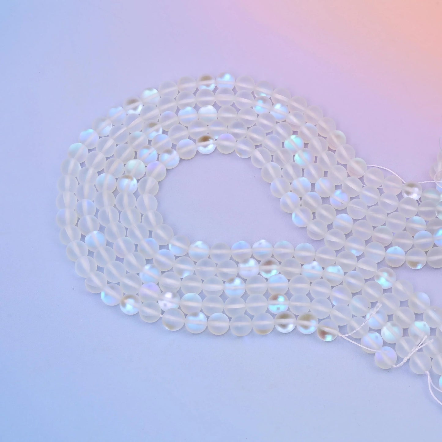 Clear Mystic Aura Mermaid Glass Bead, Matte Mermaid Round Beads, 6mm 8mm Available, 15" per Strand - Mycrazycrystal