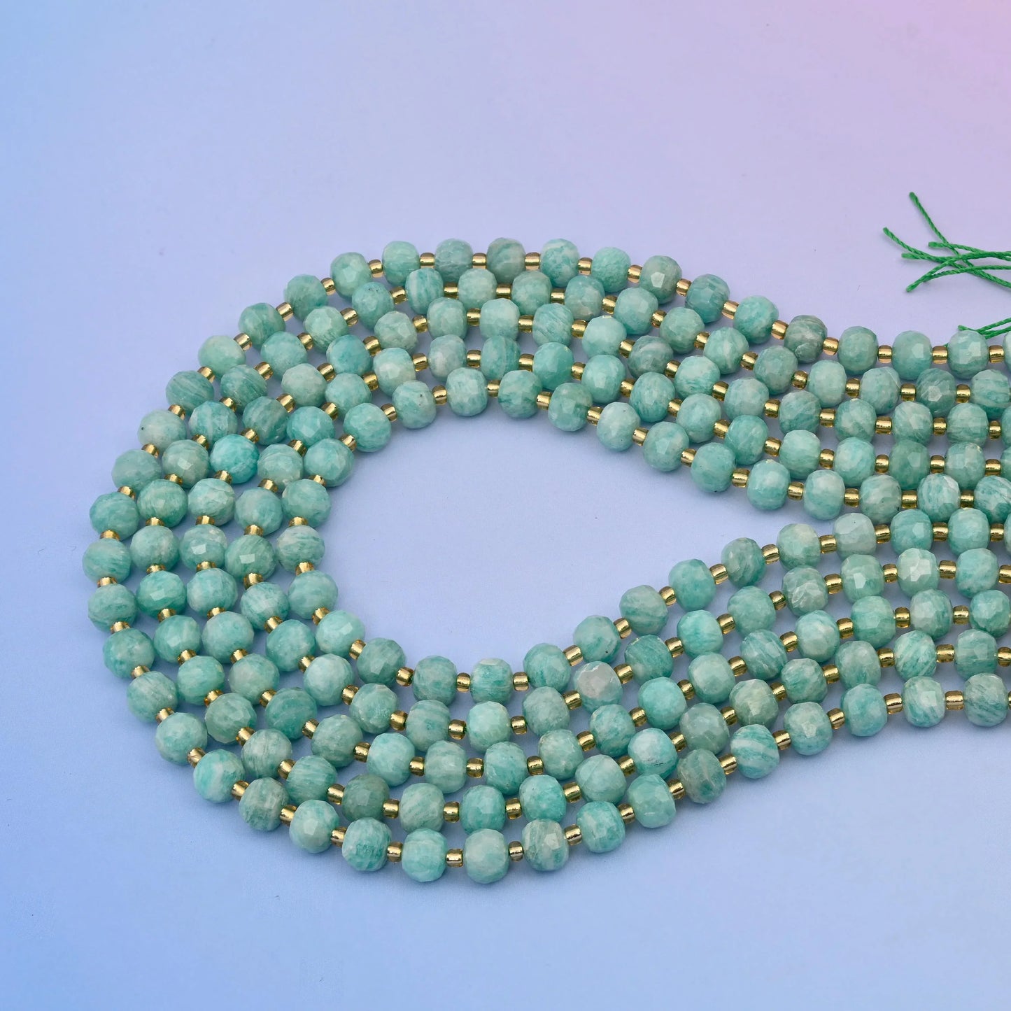 Natural Green Amazonite Faceted Rondelle Gemstone Beads, 6x8 mm Faceted Rondelle Bead Size, DIY Jewelry Making Beads, 15.5 Inches Per Strand - Mycrazycrystal