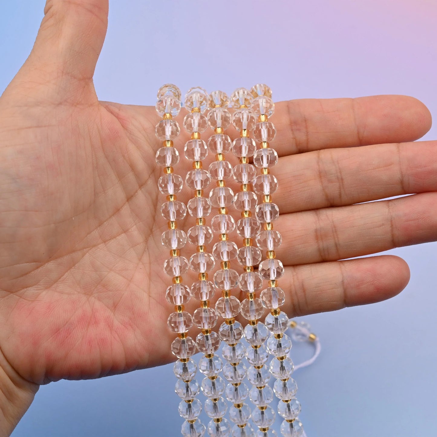 Natural Clear Quartz Faceted Rondelle Gemstone Beads, 6x8 mm Faceted Rondelle Bead Size, DIY Jewelry Making Beads, 15.5 Inches Per Strand - Mycrazycrystal