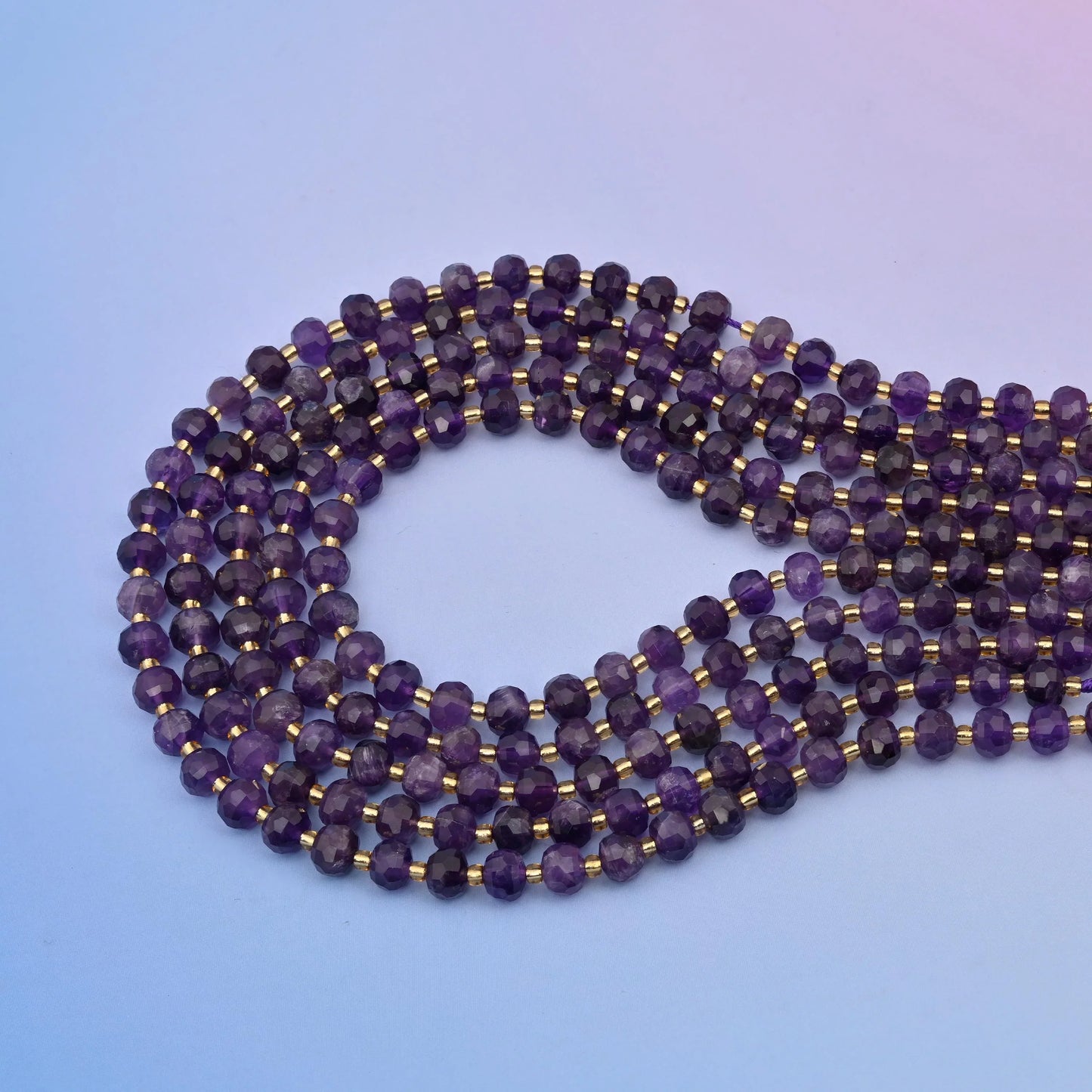 Natural Purple Amethyst Faceted Rondelle Gemstone Beads, 6x8 mm Faceted Rondelle Bead, DIY Jewelry Making Beads, 15.5 Inches Per Strand - Mycrazycrystal