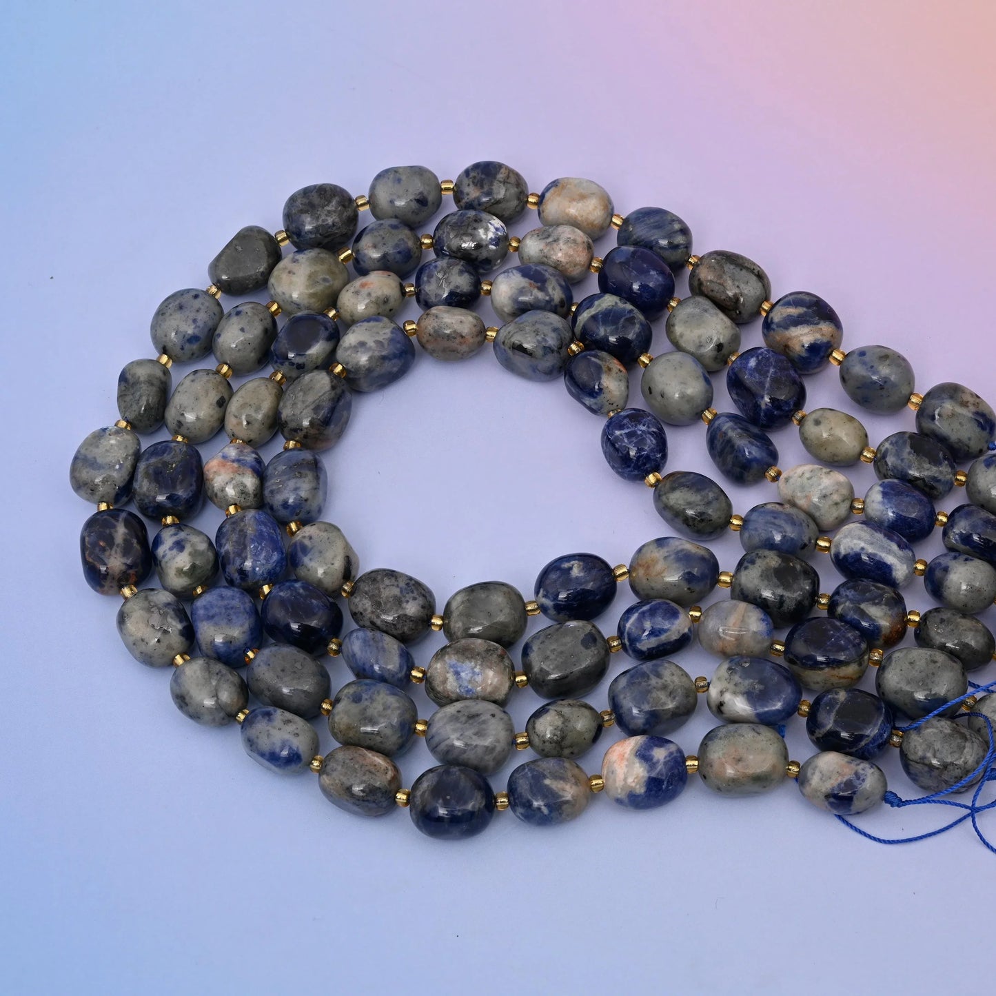 Natural Blue Sodalite Oval Gemstone Beads, Size 10-17mm, Blue Sodalite Nugget Beads, DIY Jewelry Making Beads, 15.5 Inches Per Strand - Mycrazycrystal