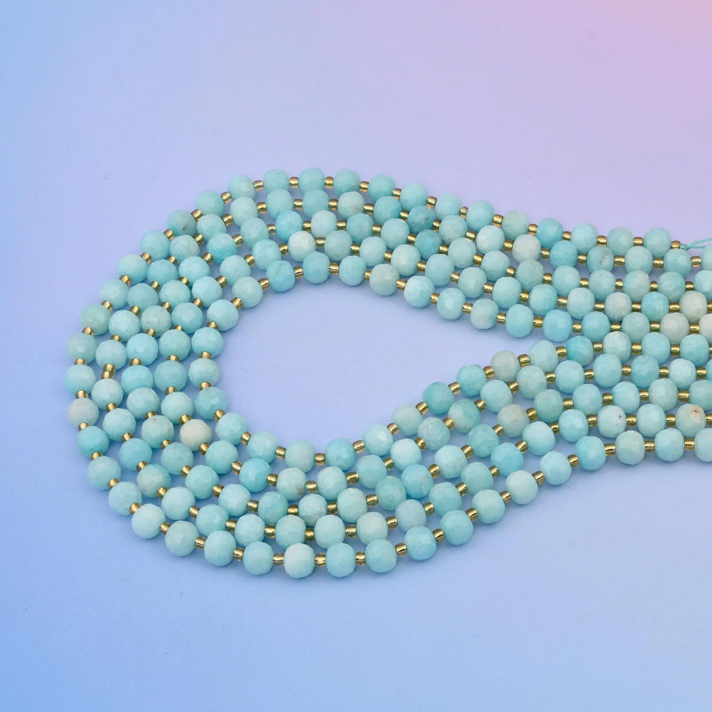 Color Dyed Blue Amazonite Faceted Rondelle Gemstone Beads, 6x8 mm Faceted Bead Size, DIY Jewelry Making Beads, 15.5 Inches Per Strand - Mycrazycrystal