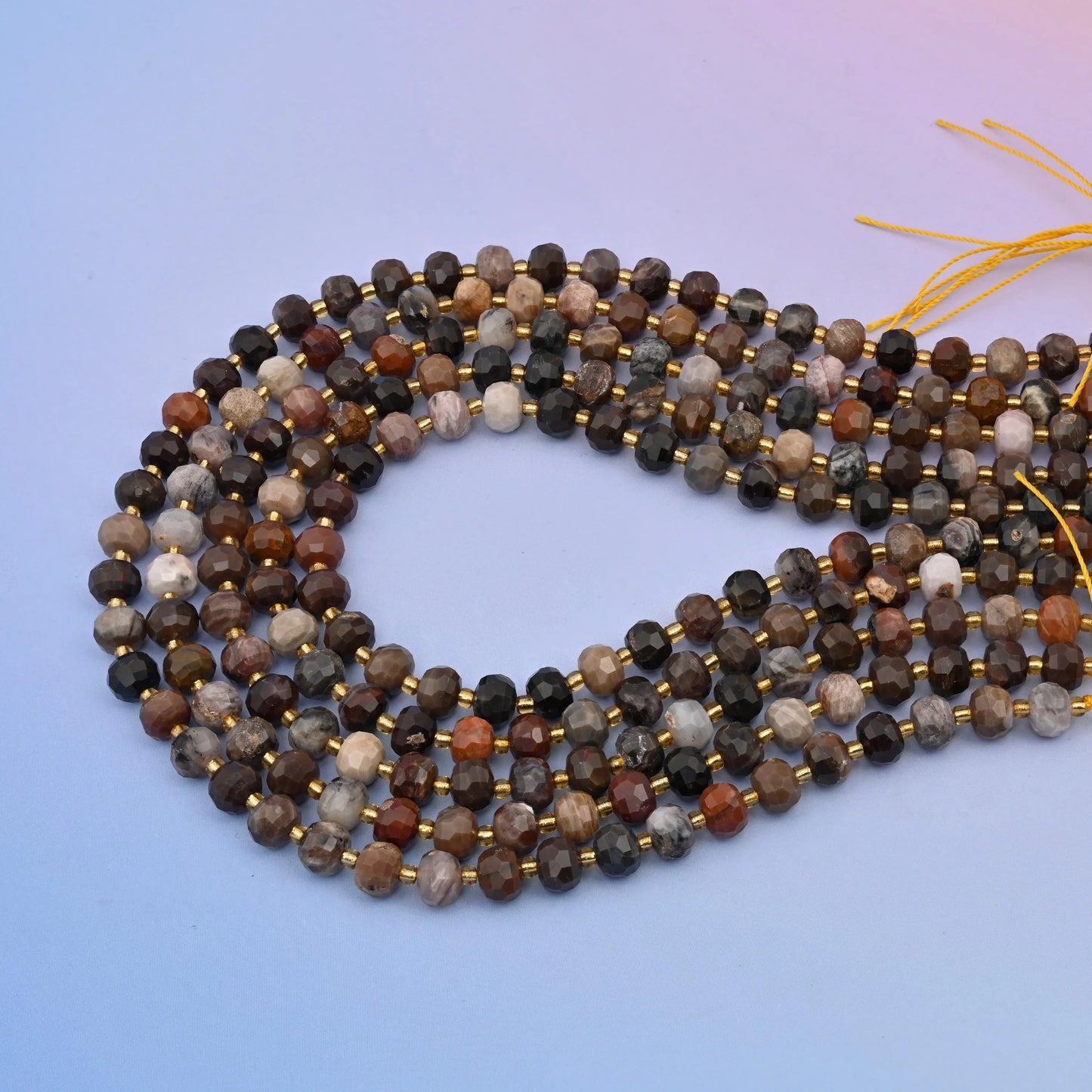 Natural Petrified Wood Faceted Rondelle Gemstone Beads, 6x8 mm Rondelle Faceted Bead, DIY Jewelry Making Beads, 15.5 Inches Per Strand - Mycrazycrystal