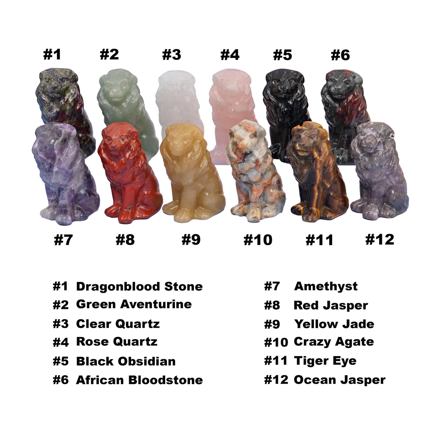 1.5" 2" Lion Small Crystal Carving, Lion Gemstone Figurine, Home Decoration, Gift for Everyone - Mycrazycrystal