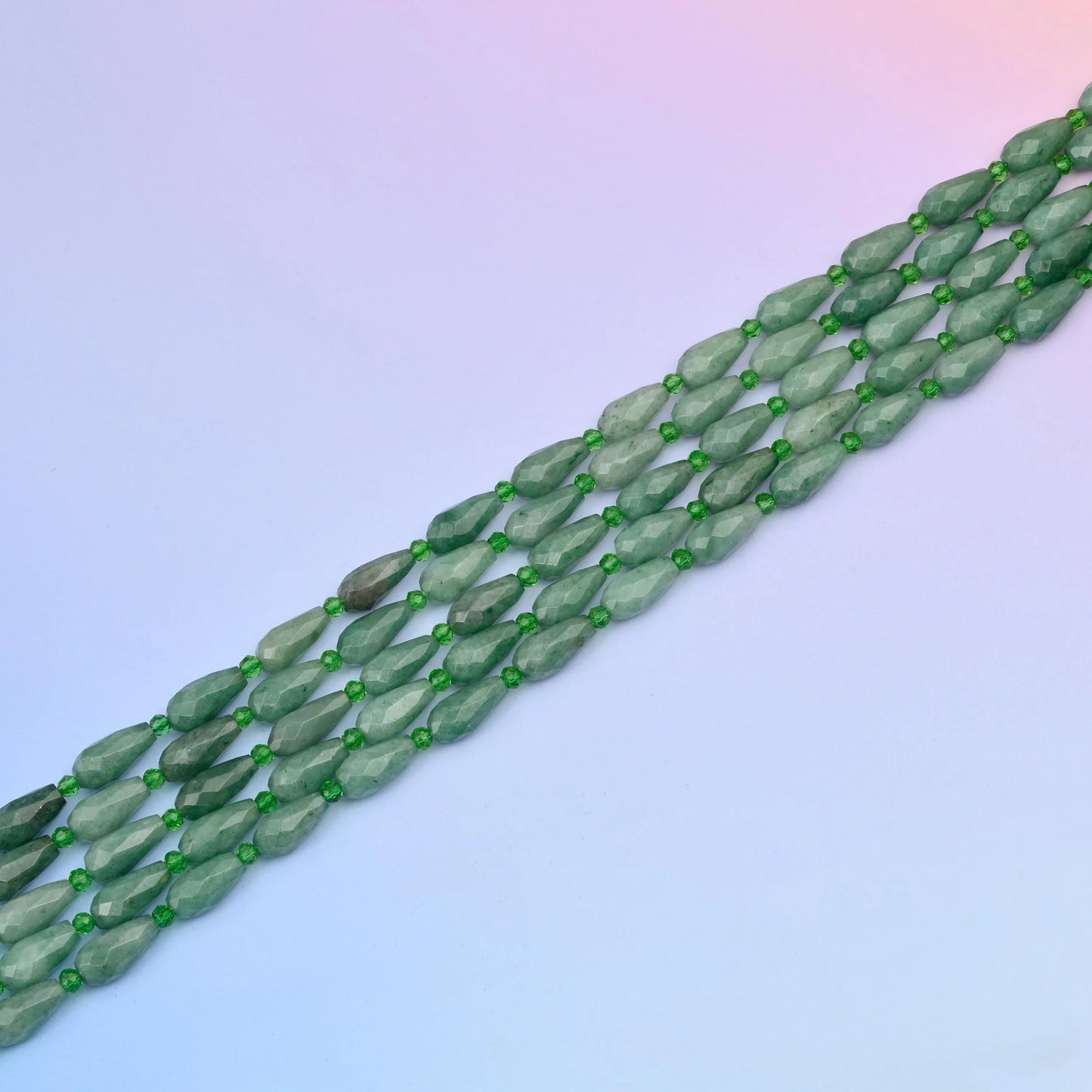 Natural Green Aventurine Faceted Teardrop Gemstone Beads, Bead Size 16x8mm Faceted Beads, DIY Jewelry Making Beads, 15.5 Inches Per Strand - Mycrazycrystal