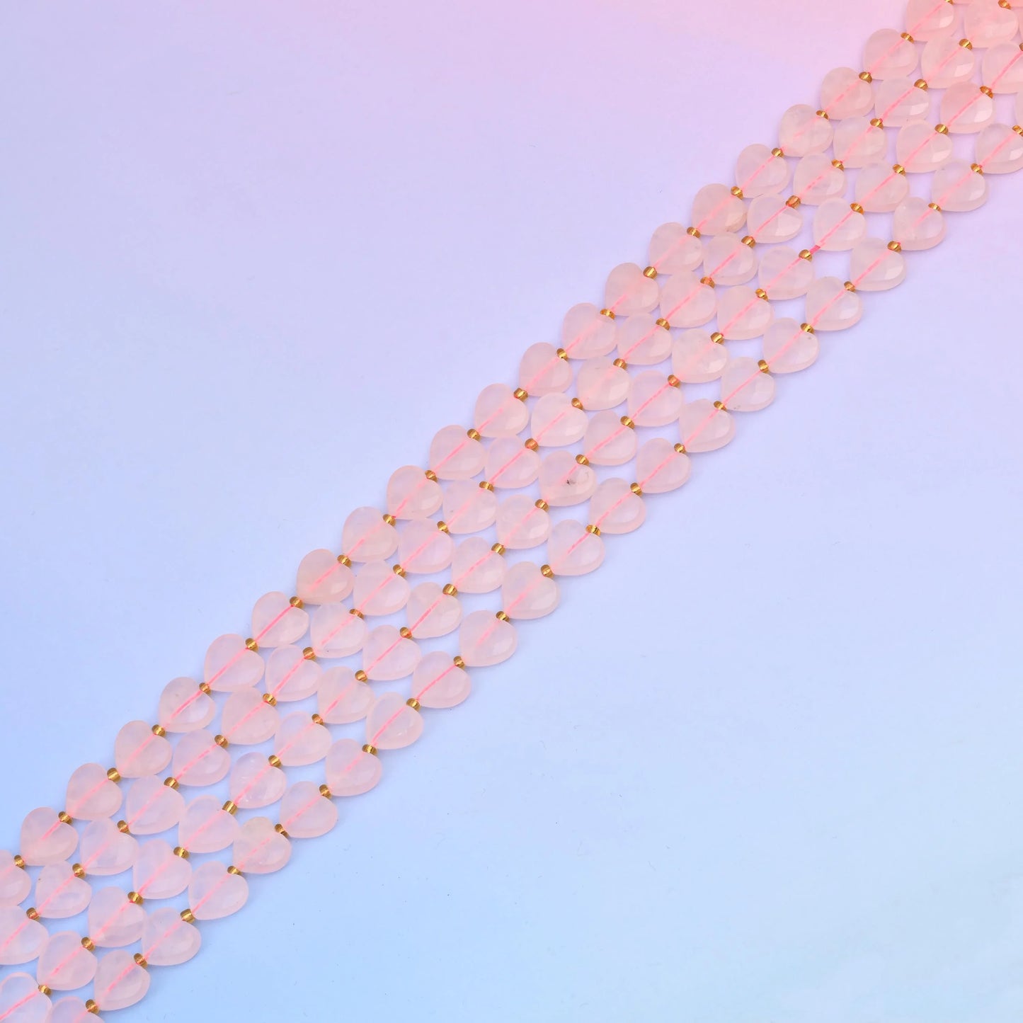 Natural Rose Quartz Faceted Heart Gemstone Beads, Bead Size 12mm Heart Faceted Beads, DIY Jewelry Making Beads, 15.5 Inches Per Strand - Mycrazycrystal