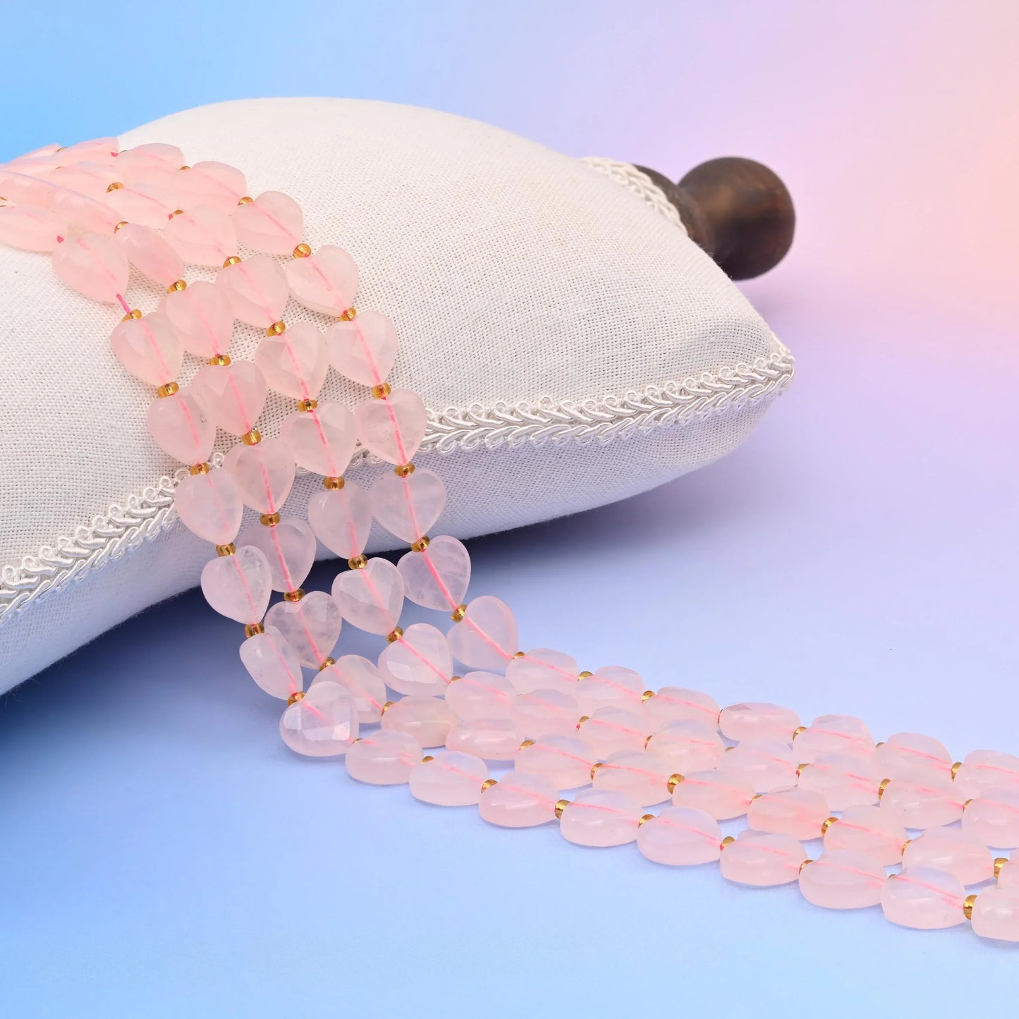 Natural Rose Quartz Faceted Heart Gemstone Beads, Bead Size 12mm Heart Faceted Beads, DIY Jewelry Making Beads, 15.5 Inches Per Strand - Mycrazycrystal