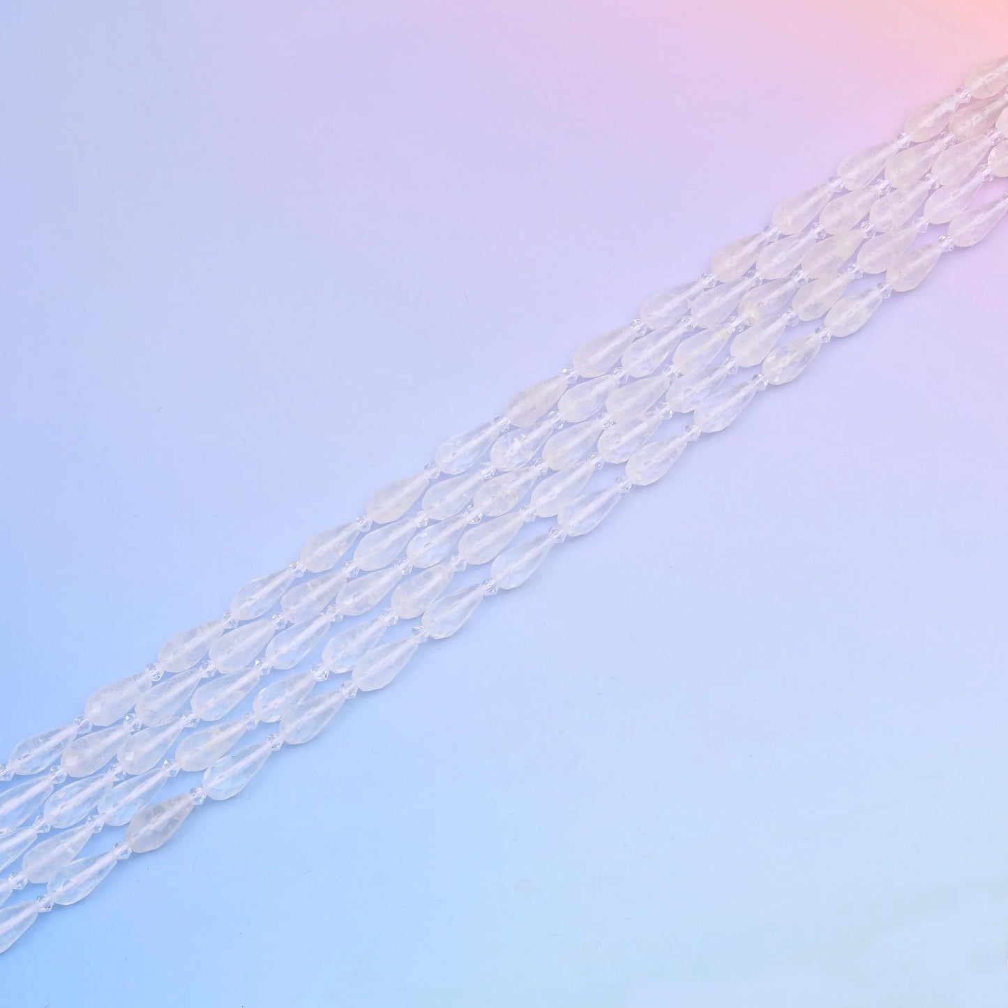 Natural Clear Quartz Faceted Teardrop Gemstone Beads, Bead Size 16x8mm Faceted Beads, DIY Jewelry Making Beads, 15.5 Inches Per Strand - Mycrazycrystal