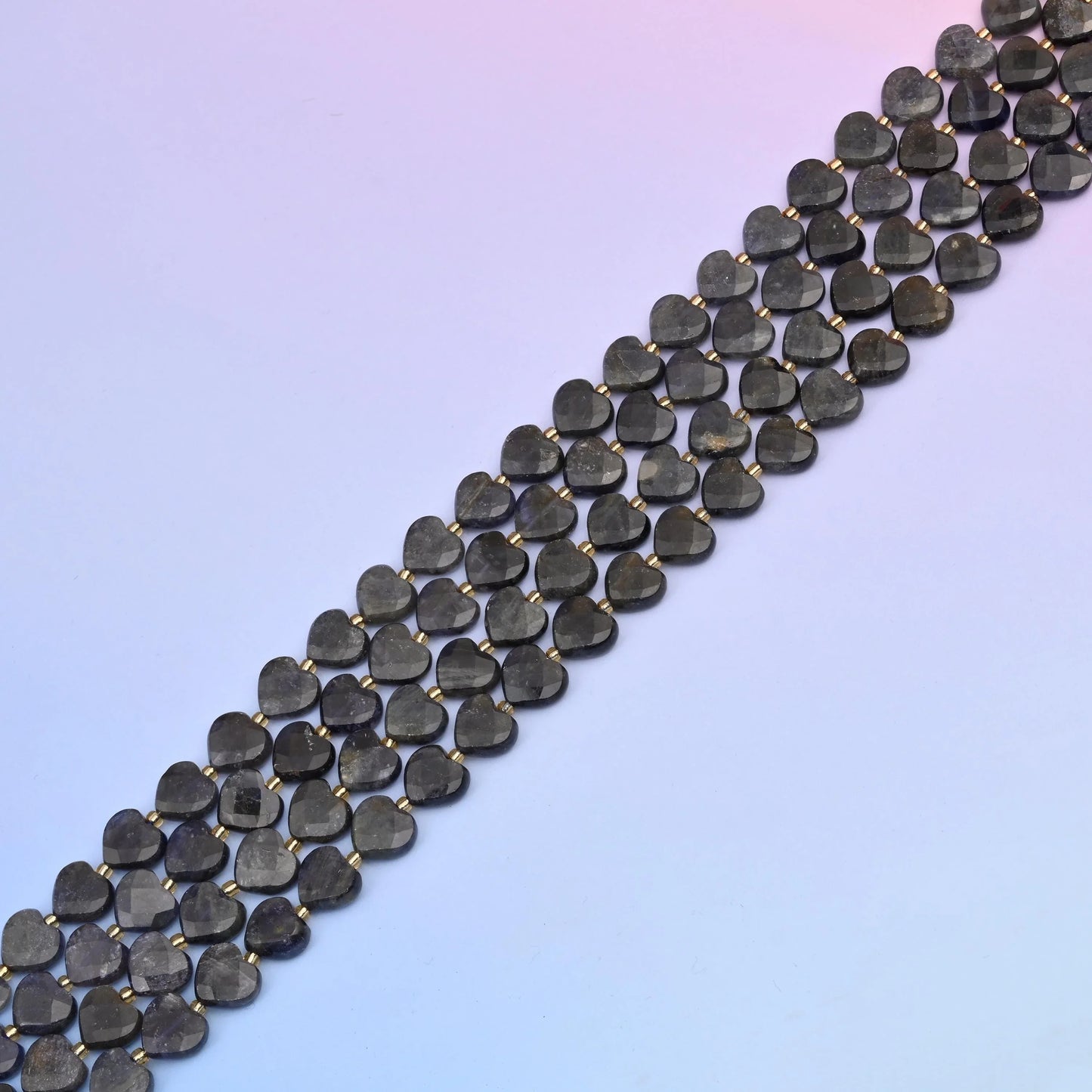 Natural Iolite Faceted Heart Gemstone Beads, Bead Size 12mm Heart Faceted Beads, DIY Jewelry Making Beads, 15.5 Inches Per Strand - Mycrazycrystal