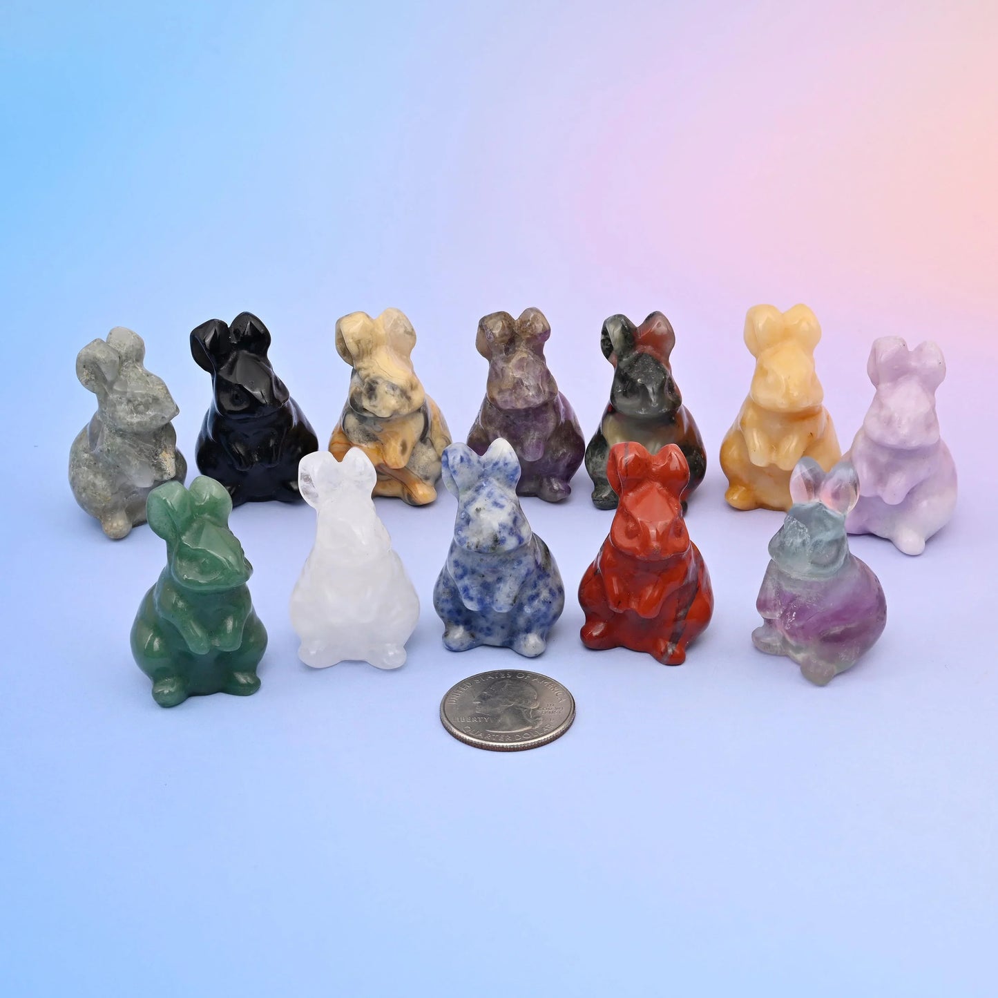 1.5" Rabbit Small Crystal Carving, Rabbit Gemstone Figurine, Home Decoration, Gift for Everyone - Mycrazycrystal