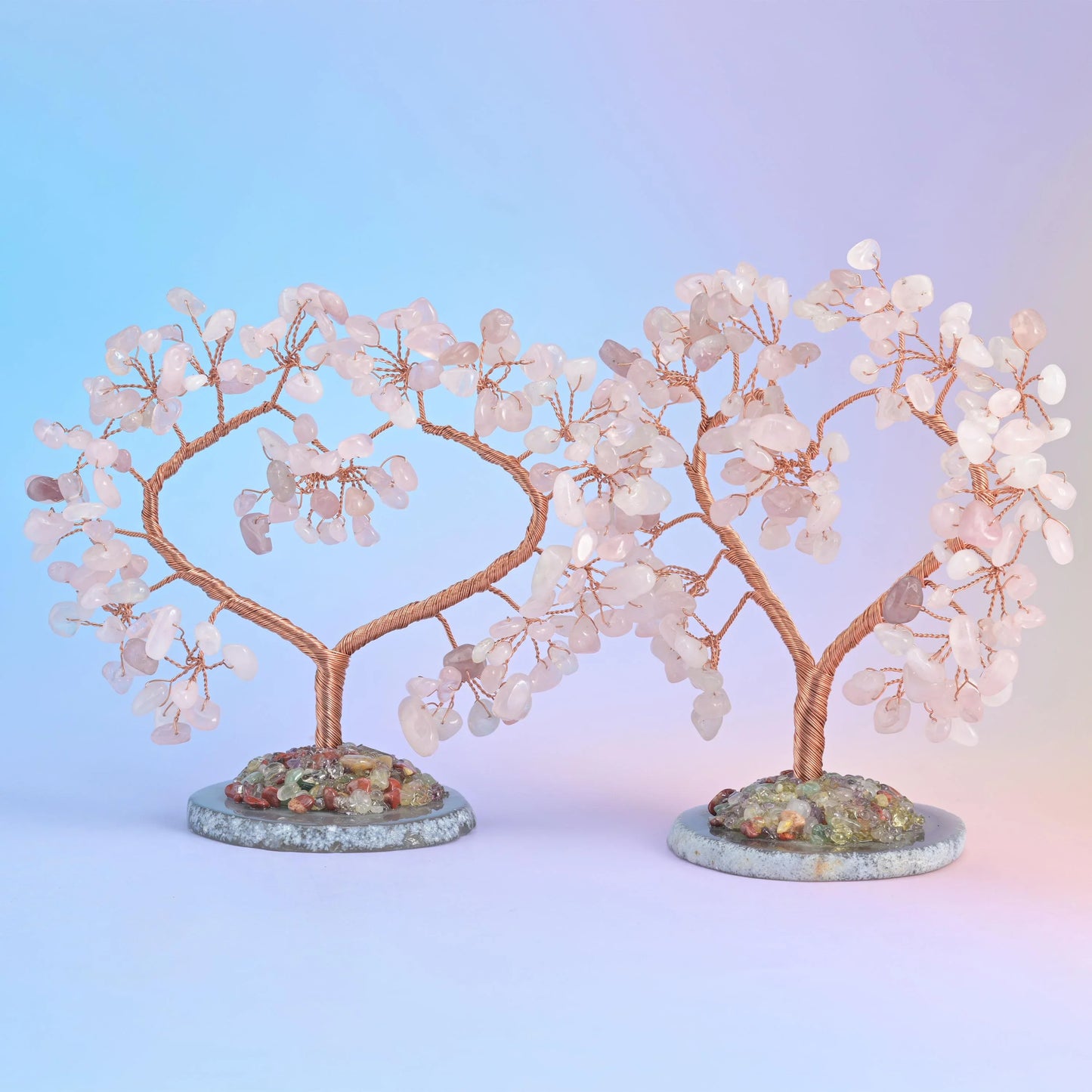 5" Crystal Tree of Life, Slice Agate Base, Gemstone Tree, Heart Shape Copper Wire Branches, Gift - Mycrazycrystal