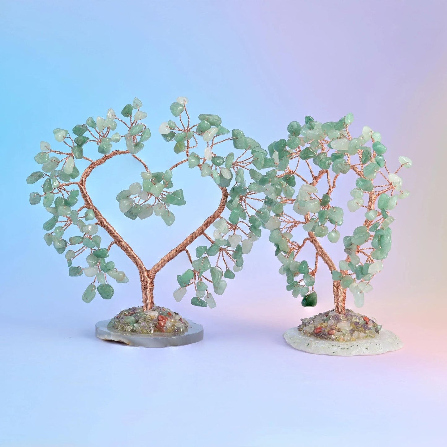 5" Crystal Tree of Life, Slice Agate Base, Gemstone Tree, Heart Shape Copper Wire Branches, Gift - Mycrazycrystal