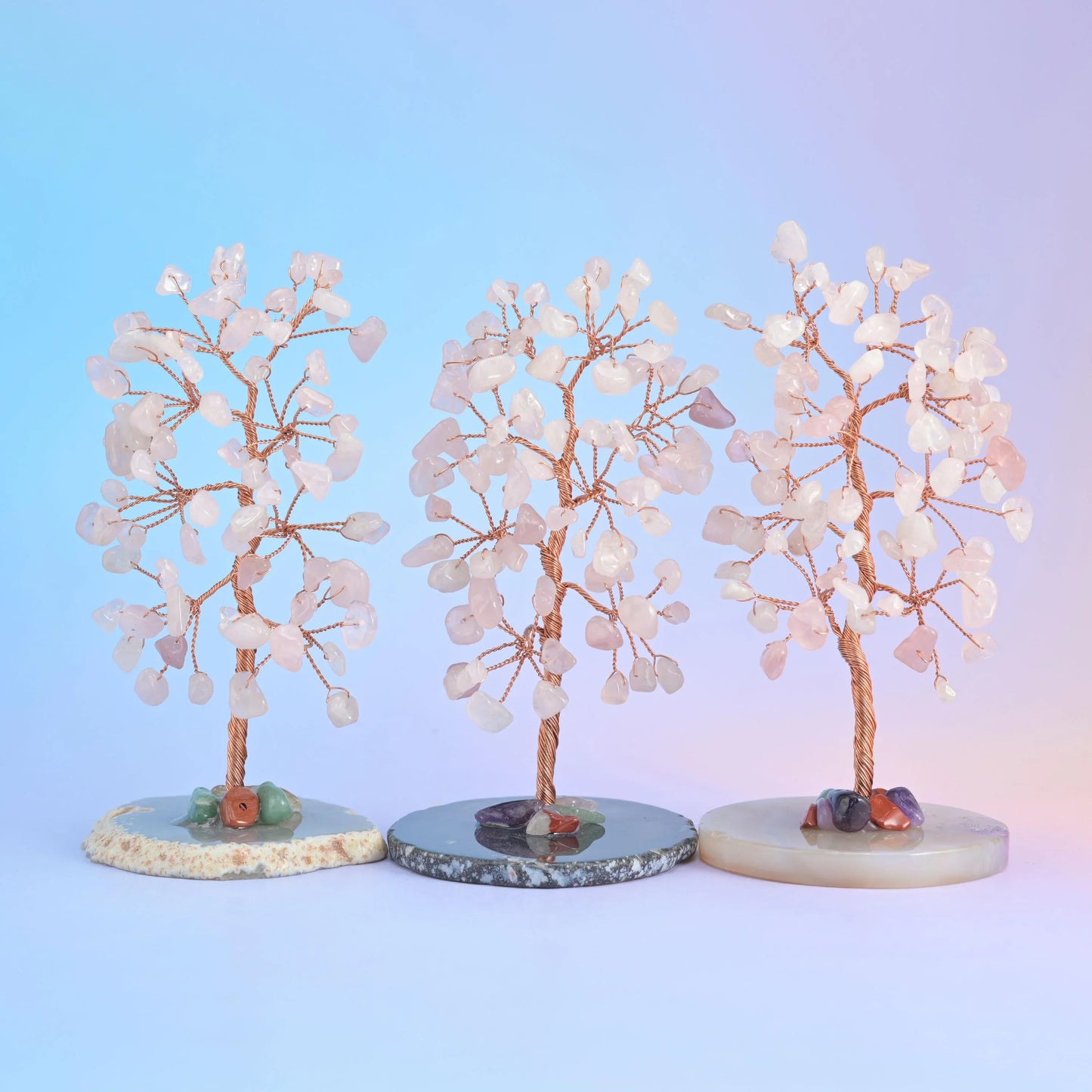 4.5" Crystal Tree of Life, Agate Slice Base, Gemstone Tree, Copper Wire Branches, Gift - Mycrazycrystal