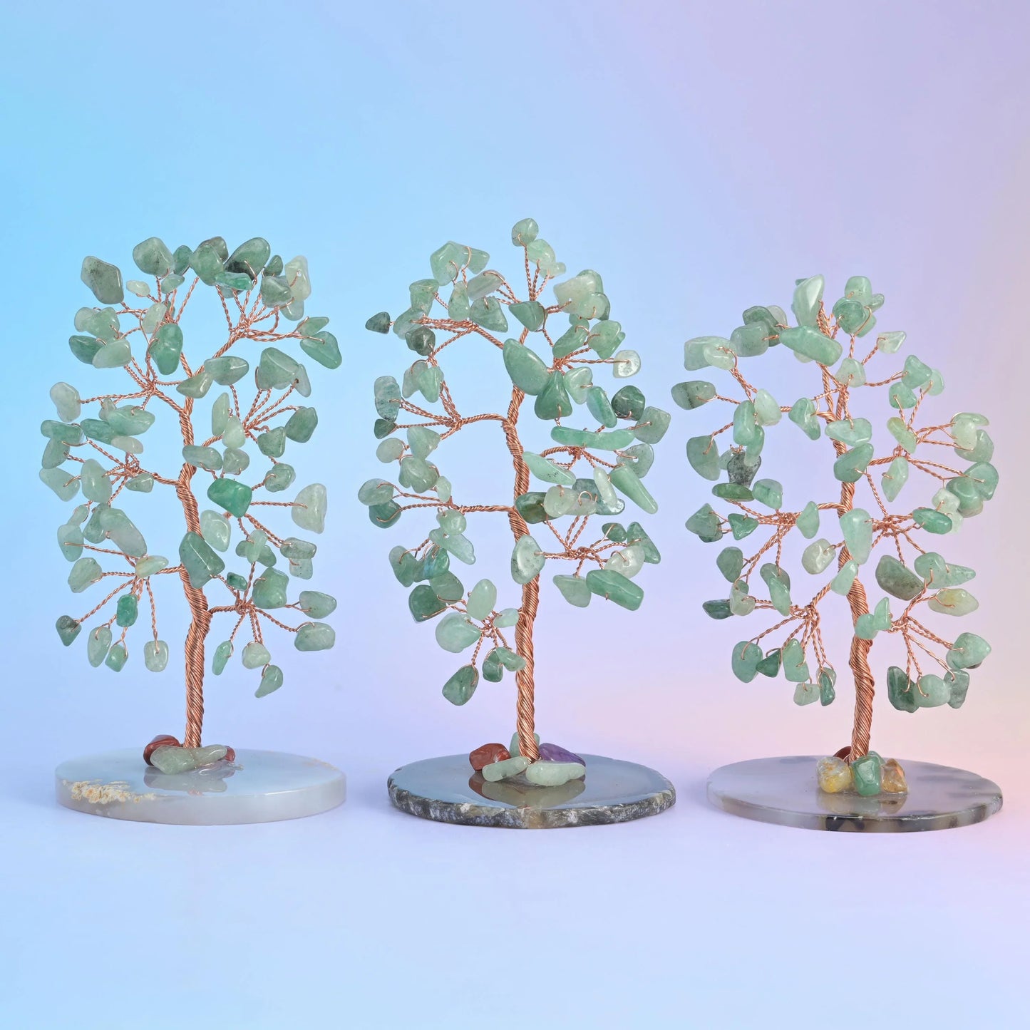 4.5" Crystal Tree of Life, Agate Slice Base, Gemstone Tree, Copper Wire Branches, Gift - Mycrazycrystal